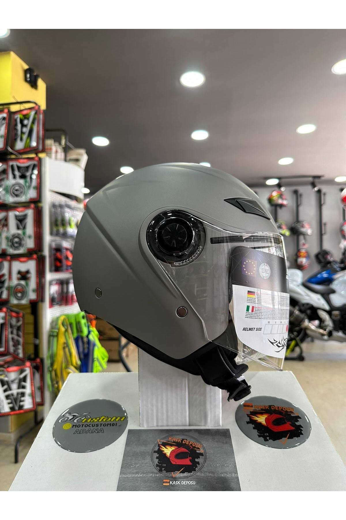 Sway 702B Gözlüklü Yarım Kask (Mat Gri)