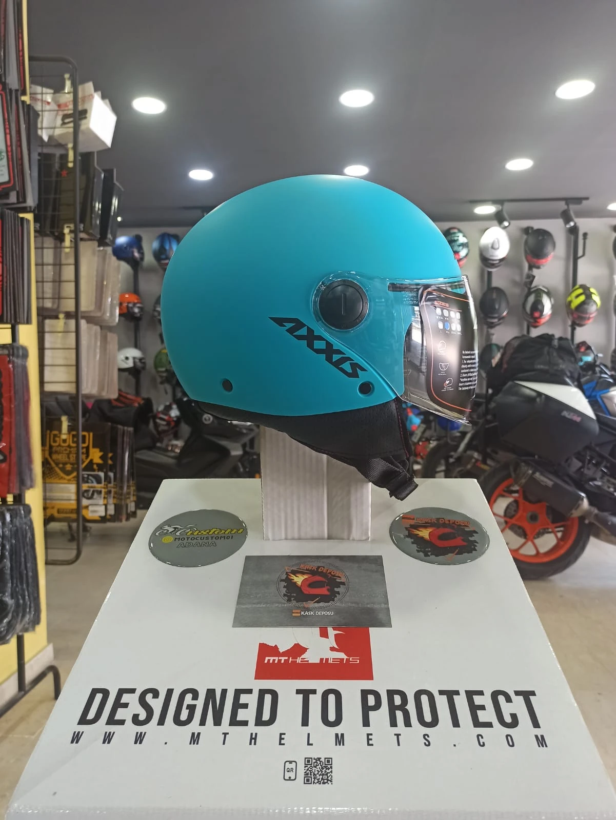 AXXIS Square Yarım Motosiklet Kaskı (Mavi)