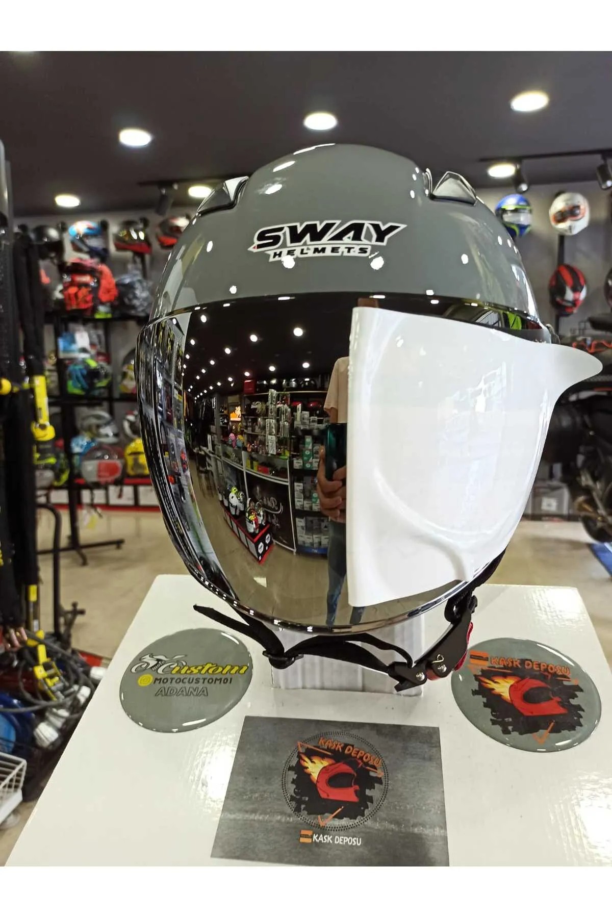 Sway SW765 Açık Yarım Motosiklet Kaskı (Nardo Gri)
