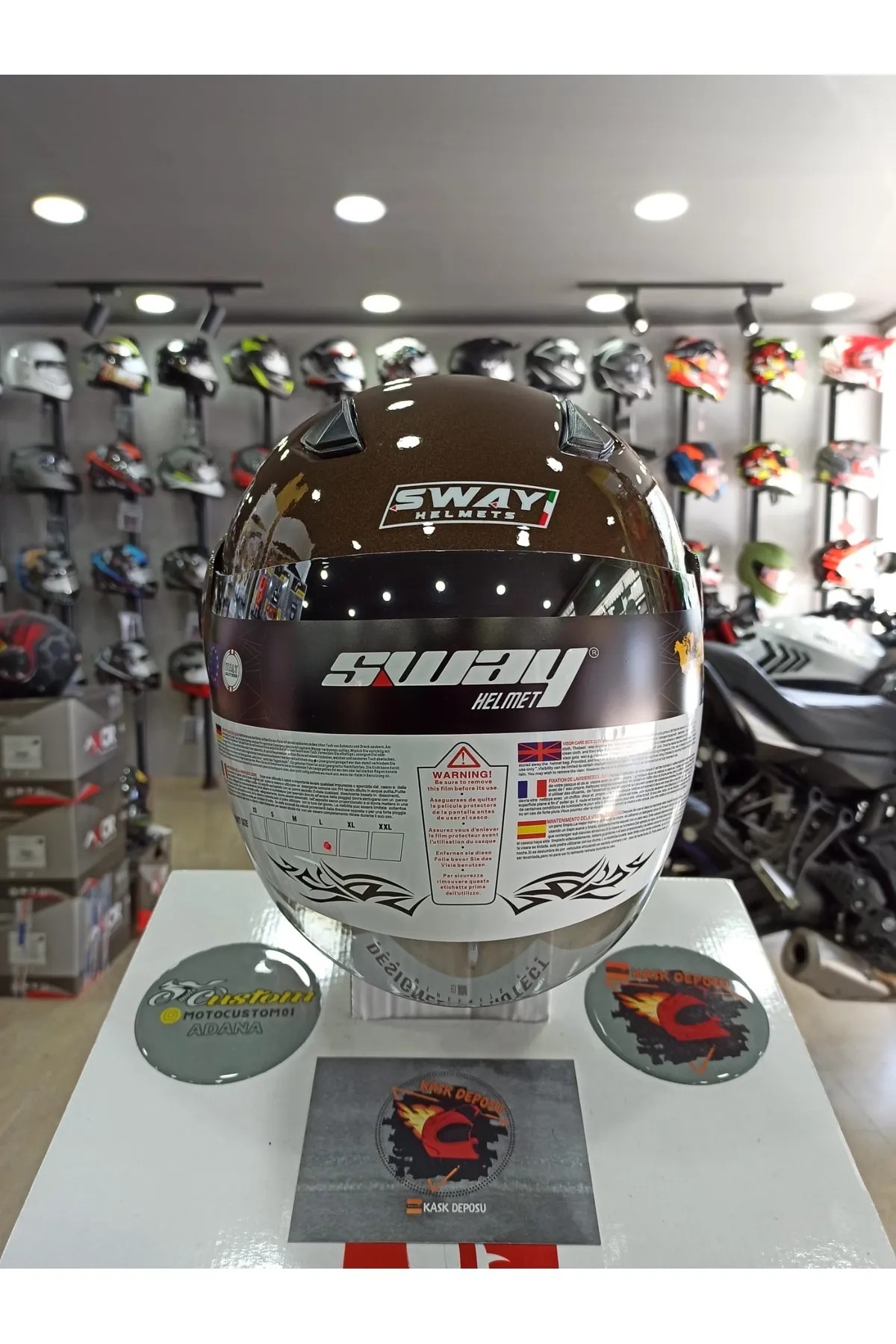 Sway SW700 Kahverengi Yarım Kask