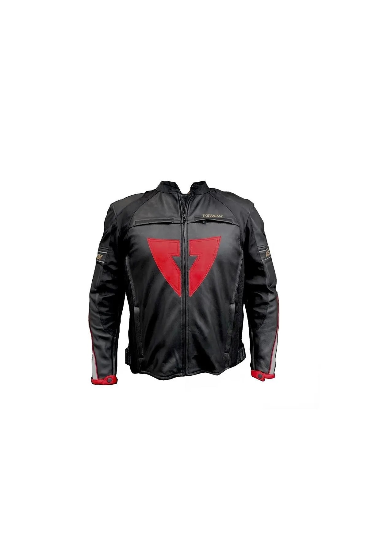 Venom D1 Racing Siyah Deri Mont Kırmızı