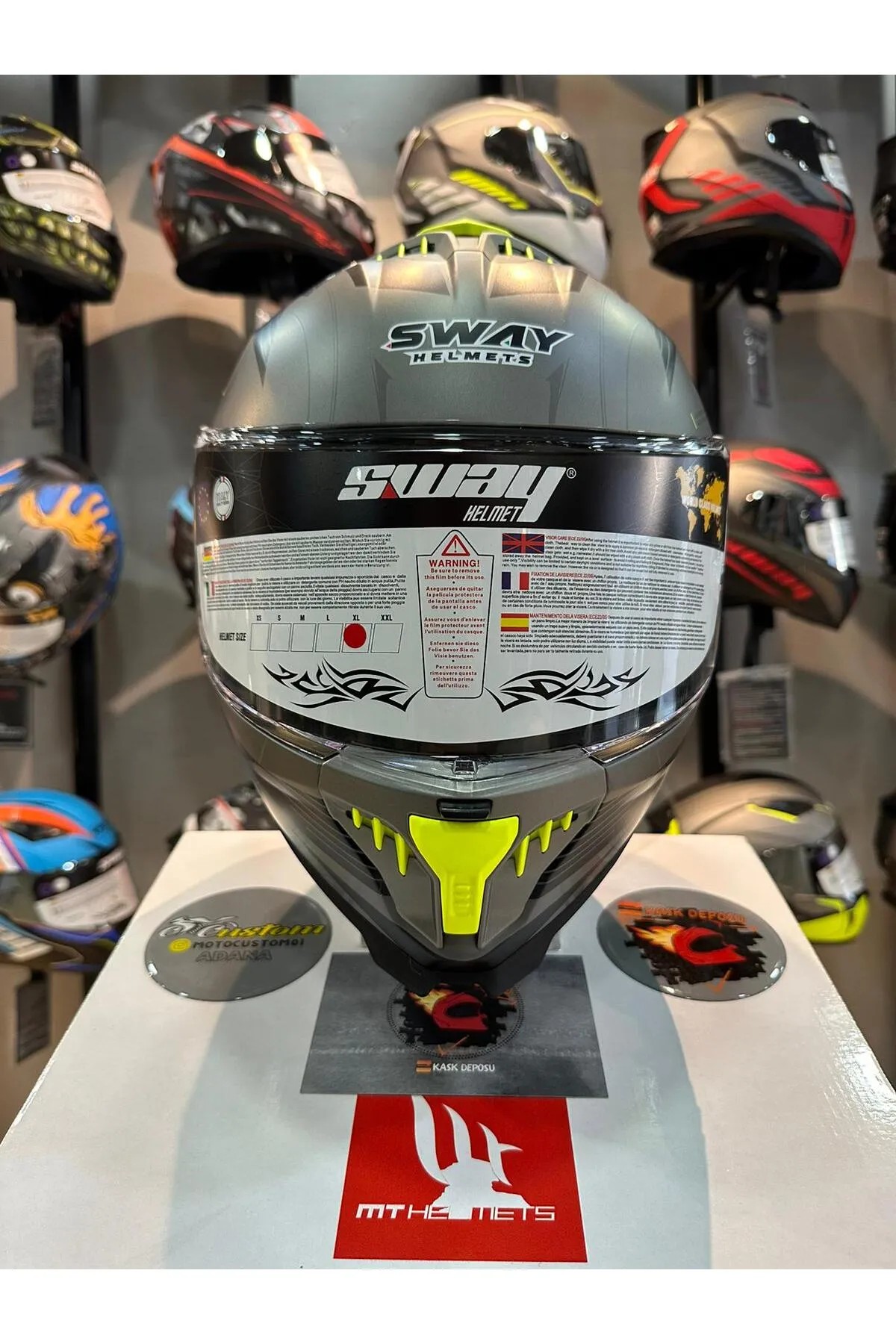 Sway 865 Titanyum Sarı Full Face Kask