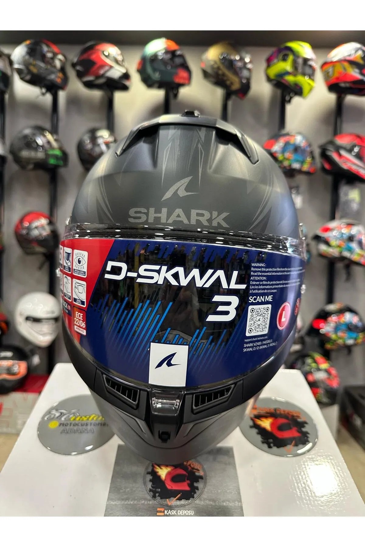 Shark D-Skwal 3 Blast-R Matt-KAA Kapalı Kask