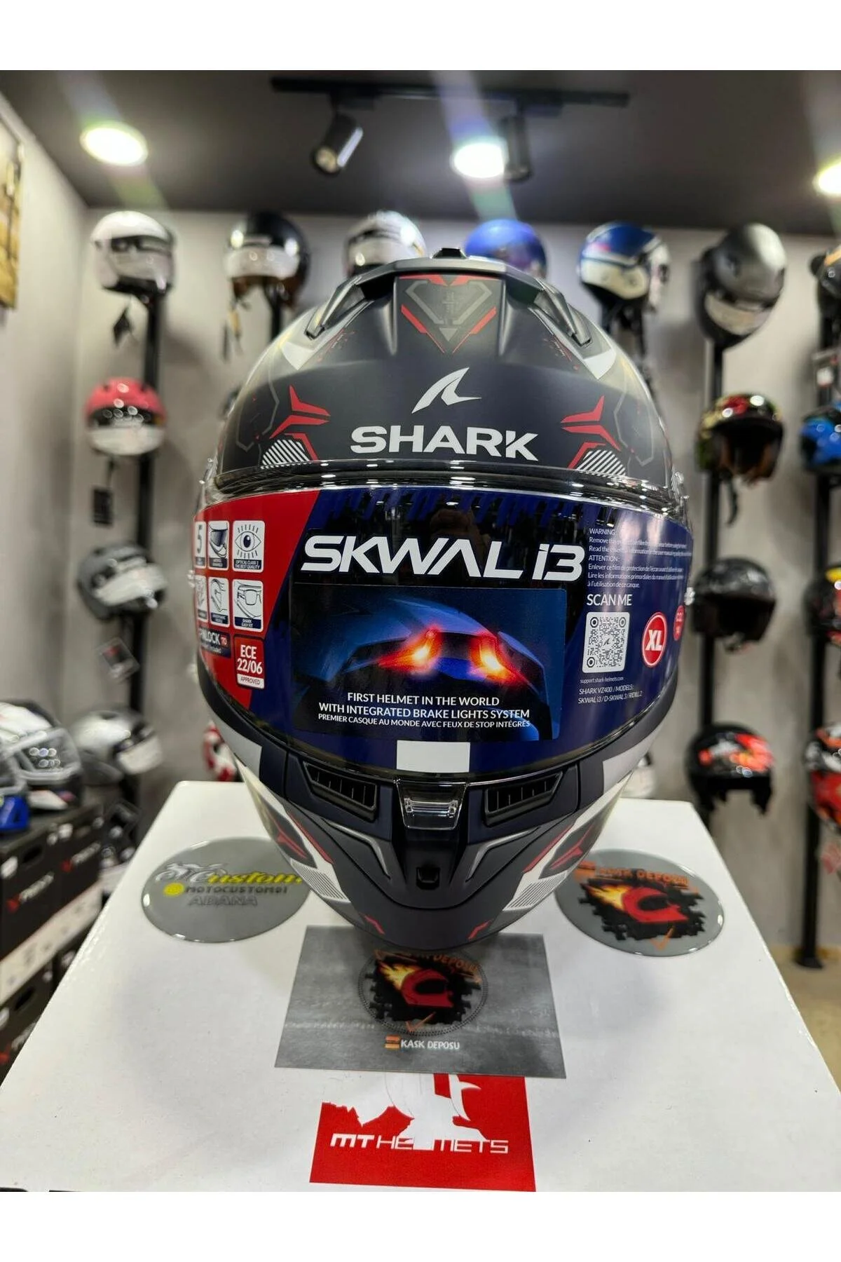 İ3 Skwal Lınık Mat Blue Full Face Motosiklet Kaskı-BWR