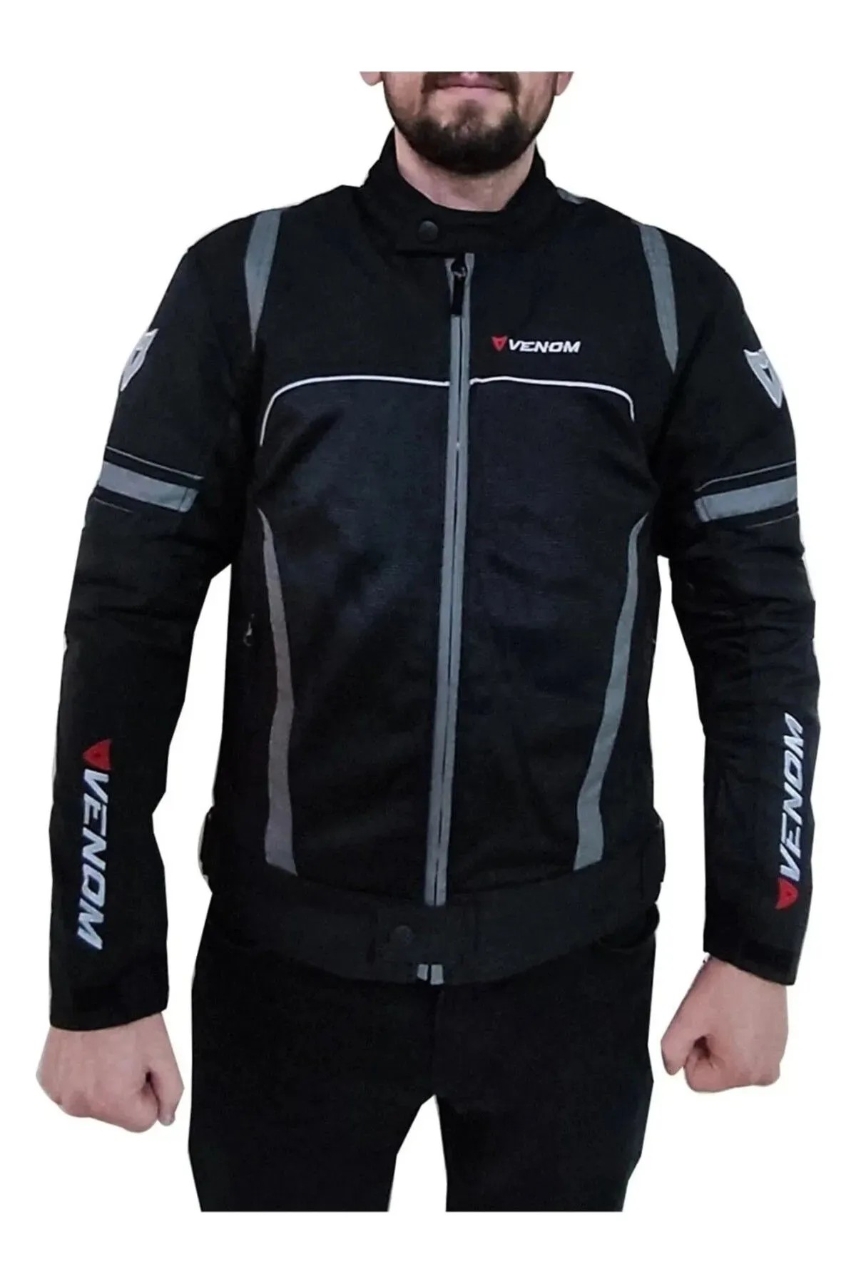 Venom Spin 4 Mevsim Korumalı Motorcu Ceketi Siyah