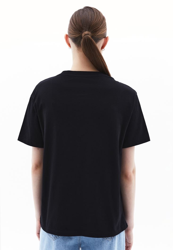 V Yaka Relaxed Fit Kısa Kollu Tişört