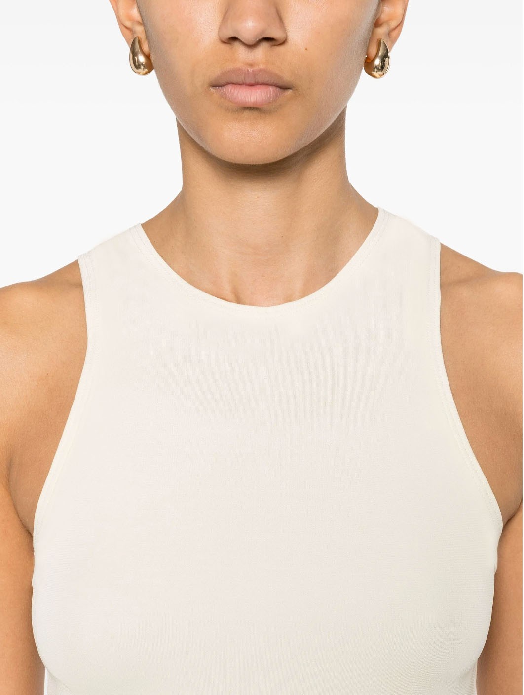 Ekru Bisiklet Yaka Halter Atlet