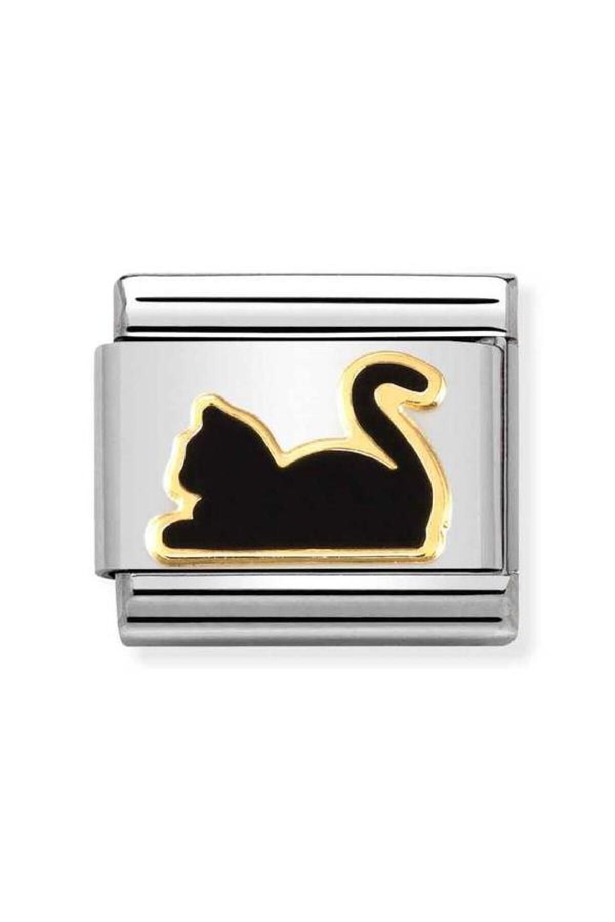 Composable Classic Dekoratif Link - Hayvanlar - Kara kedi - 18K Altın