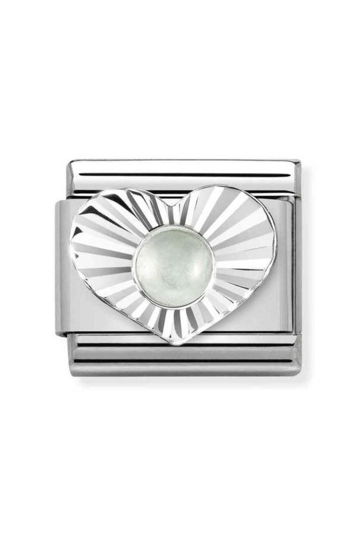 Composable Classic Dekoratif Link - Taşlar Kalp Elmas - Acquamarine - 925 Gümüş