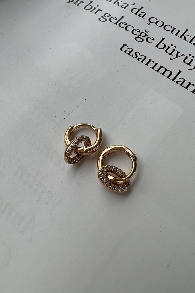 MİNİ OVAL TAŞLI HALKA KÜPE (ALTIN KAPLAMA)