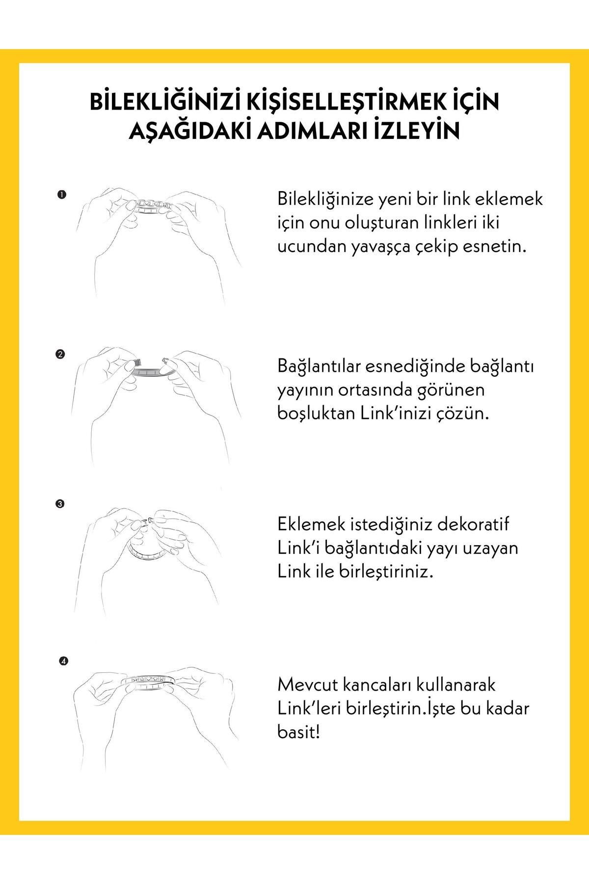 Orijinal İtalyan Charm Bileklik - Kişiselleştirilebilir Çelik, Gümüş Kalp Linkli