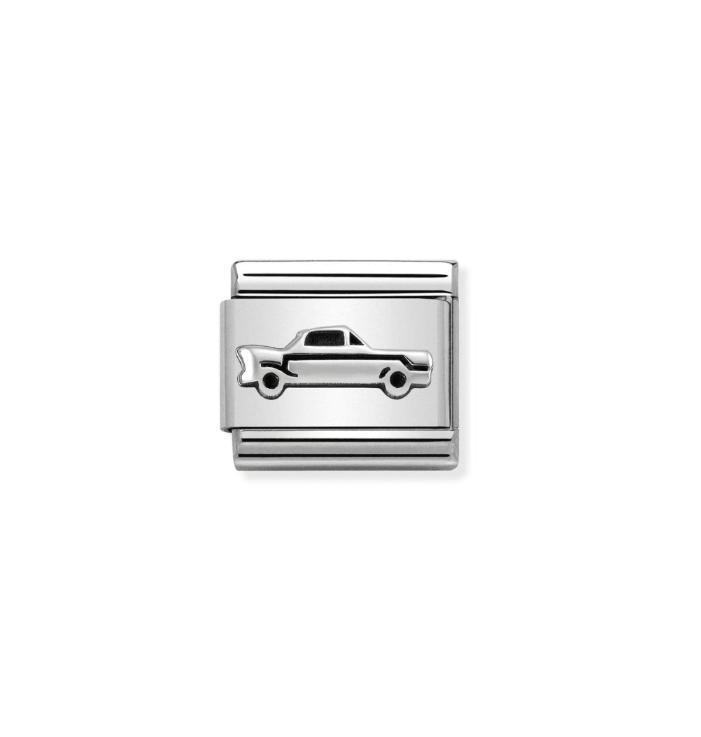 Composable Classic Dekoratif Link - Oksitlenmiş Semboller - Araba - 925 Gümüş