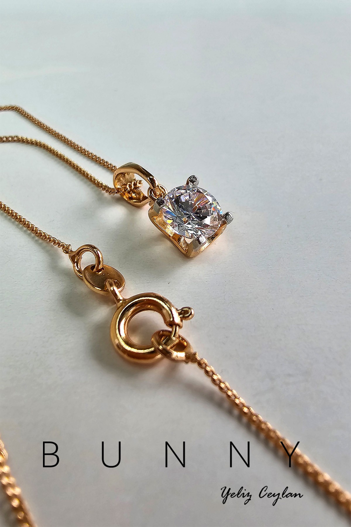 PRİNCESS TEK TAŞ KOLYE 6MM 24K