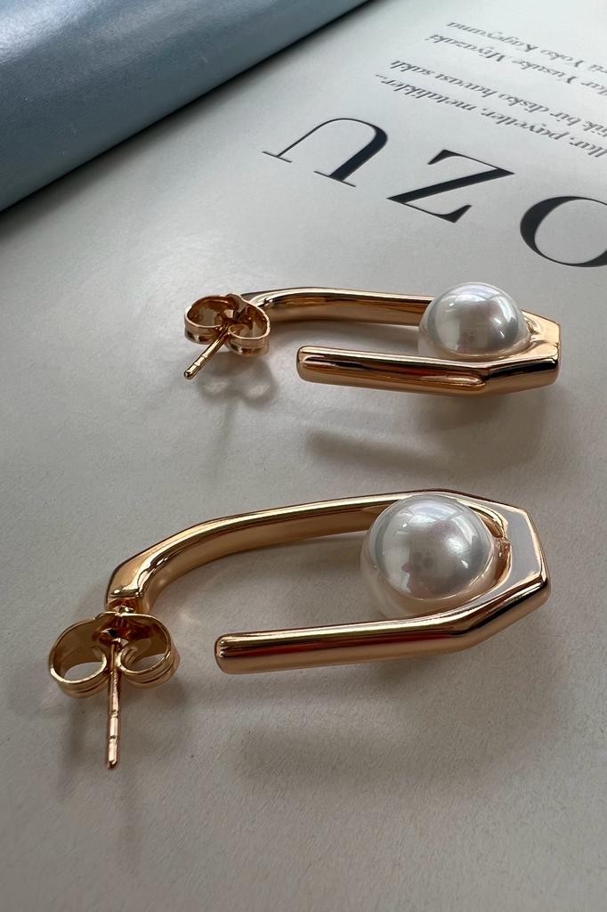 PEARL ELİPS ( ALTIN KAPLAMA KÜPE )