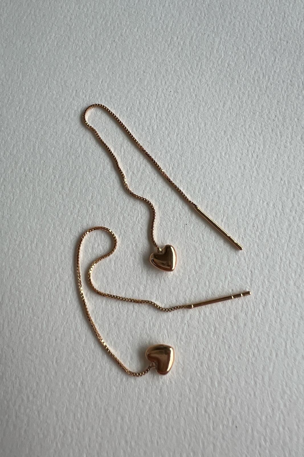 ZİNCİR KÜPE KALP ( 18K ALTIN KAPLAMA)
