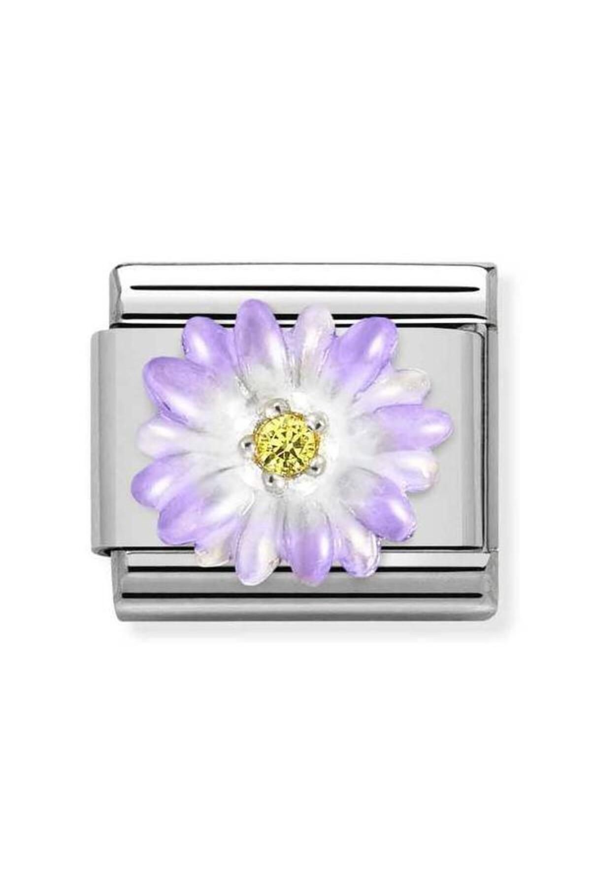 Composable Cl Sımbols Stainless Steel, Enamel, Cub, Zirc And 925 Silver (03_purple Flower)