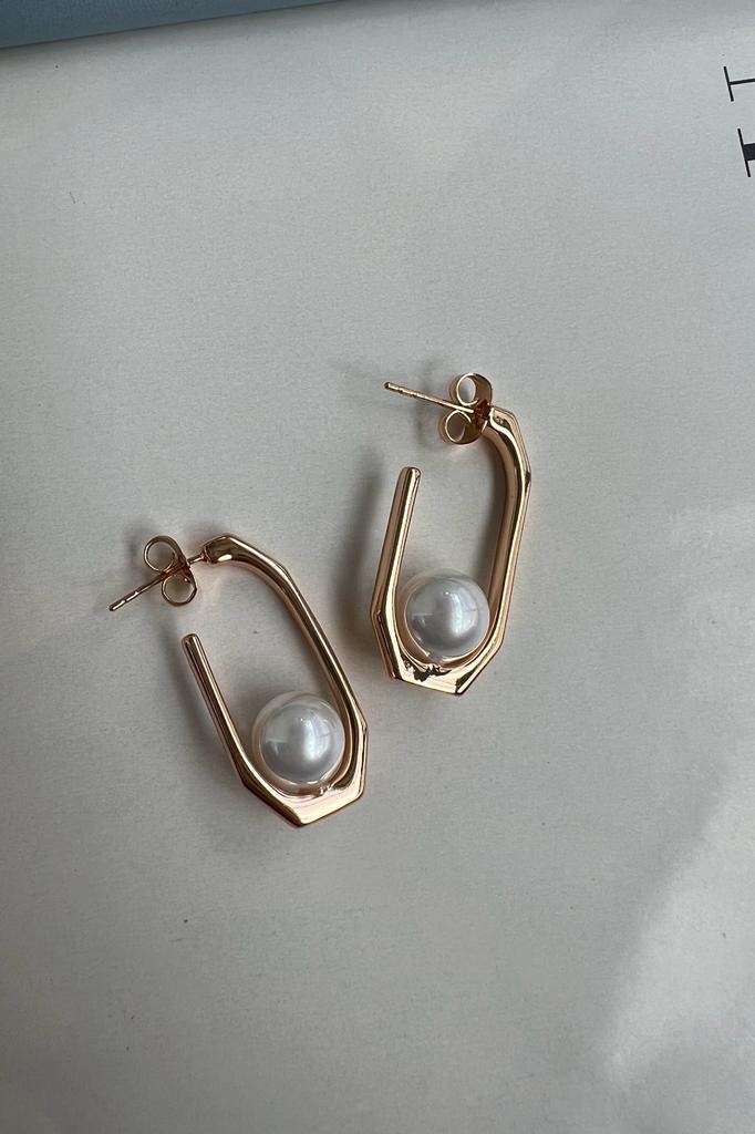 PEARL ELİPS ( ALTIN KAPLAMA KÜPE )