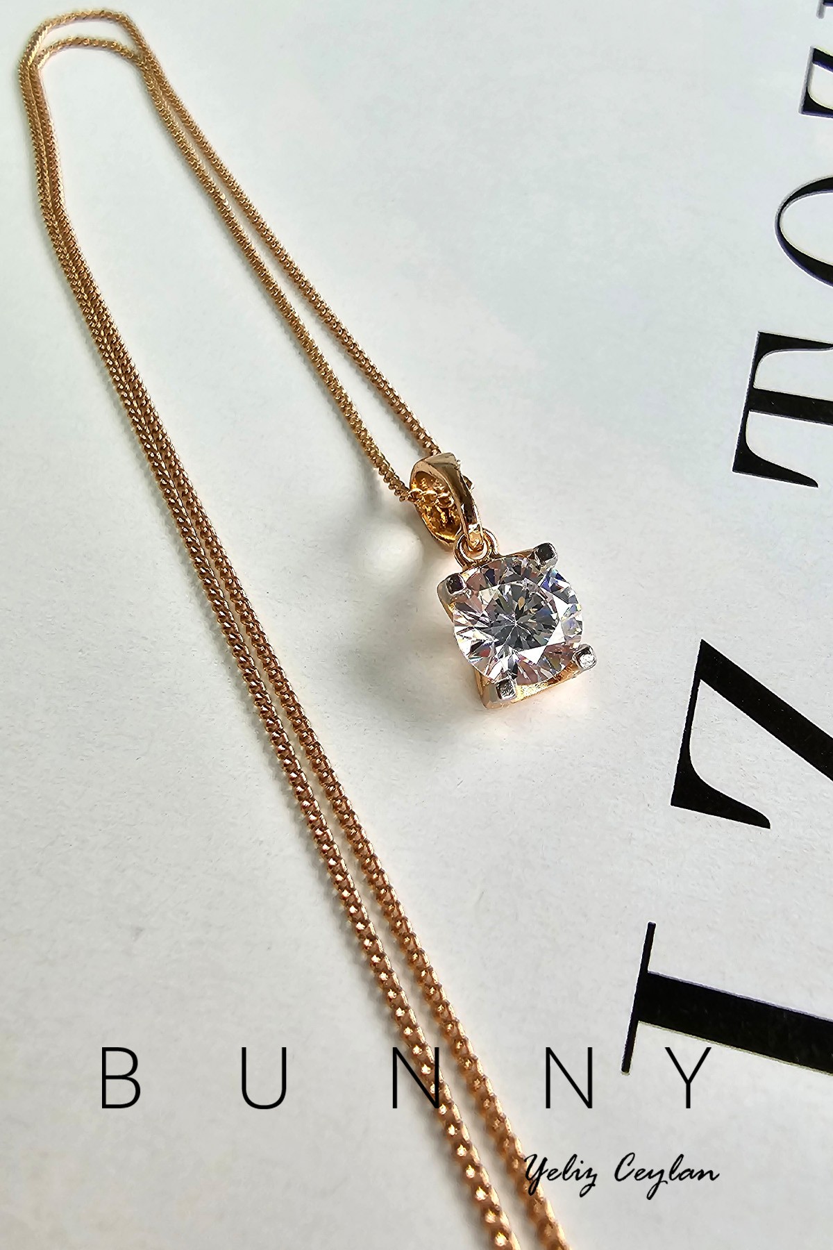 PRİNCESS TEK TAŞ KOLYE 6MM 24K