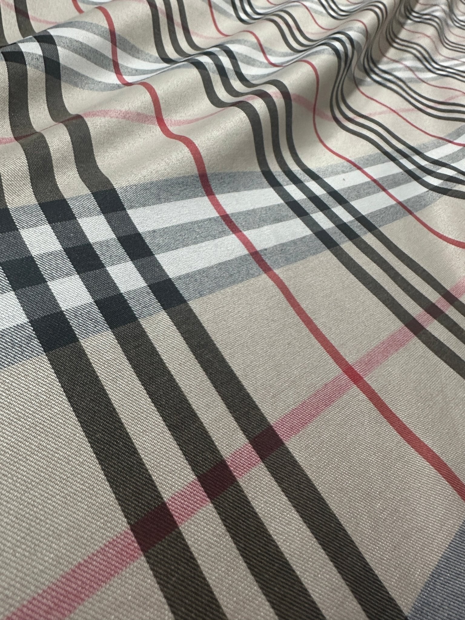 Çift Taraflı Bej Ekose Tartan Poplin Pamuklu Kumaş