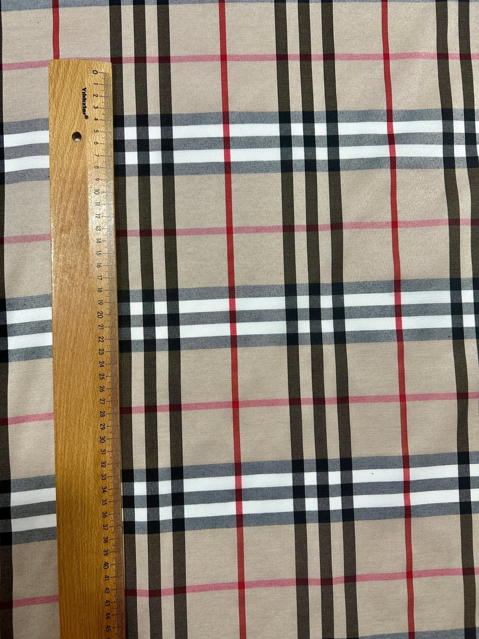 Çift Taraflı Bej Ekose Tartan Poplin Pamuklu Kumaş
