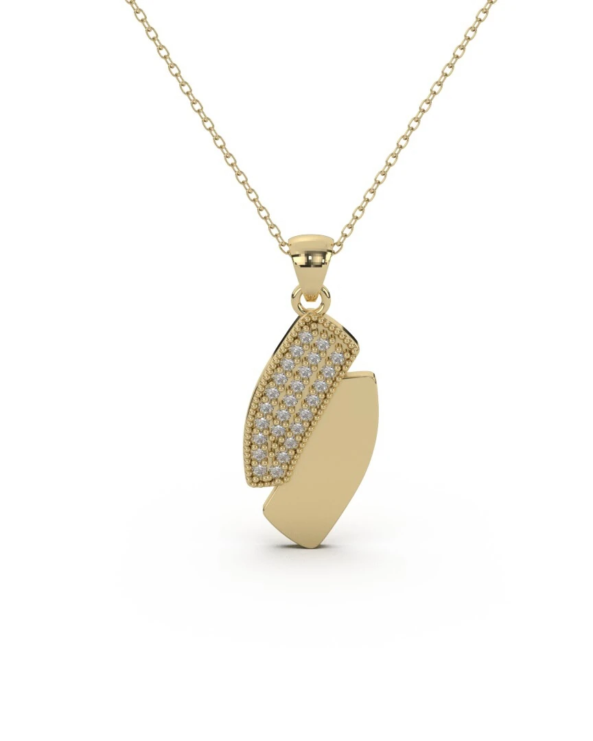 Asimetrik İkili Form Pavé Taşlı 14 Ayar Altın Kolye