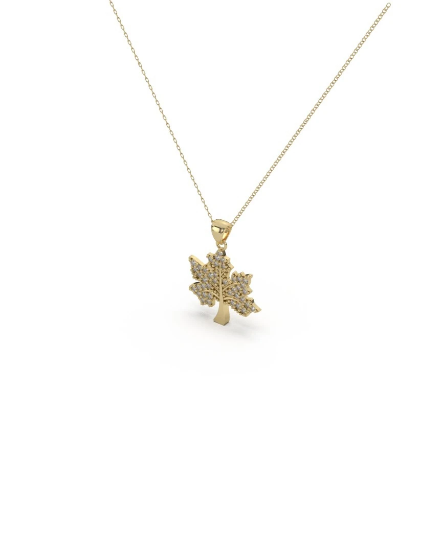 Zarif Yaprak Formu 14 Ayar Altın Kolye