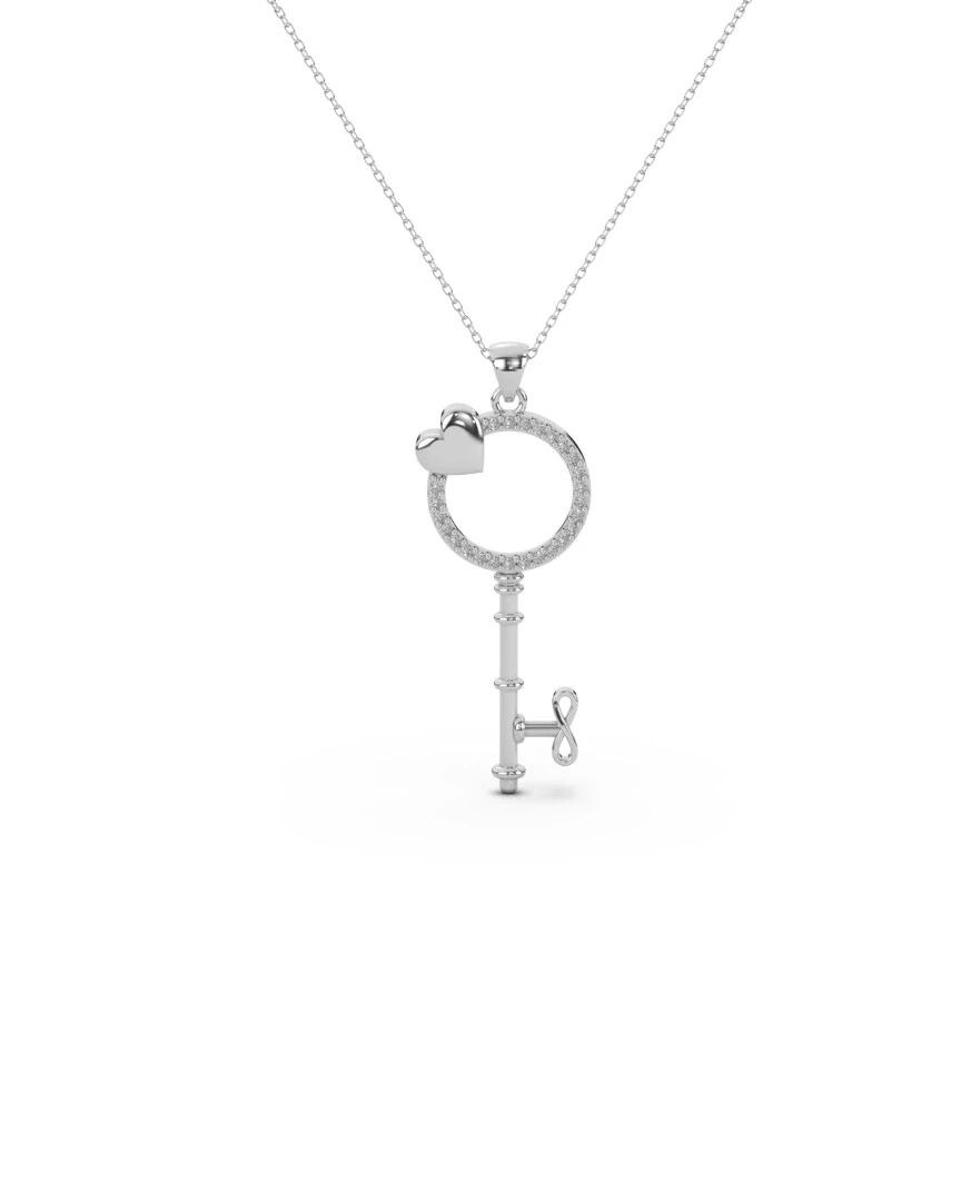 Zarif Kalp Detaylı Anahtar Tasarım 925 Ayar Gümüş Kolye