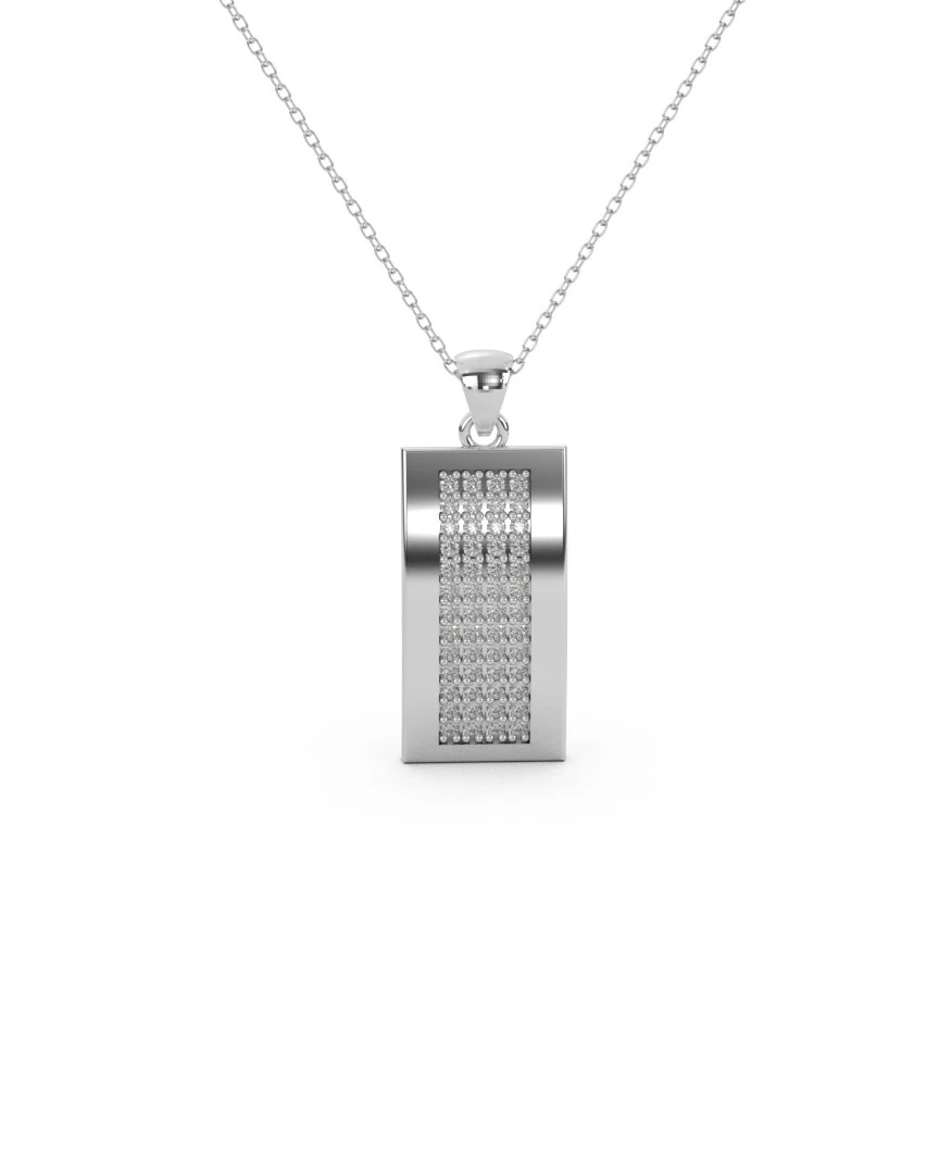 Dikdörtgen Pavé Taşlı 925 Ayar Gümüş Kolye