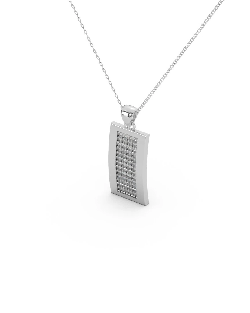 Dikdörtgen Pavé Taşlı 925 Ayar Gümüş Kolye