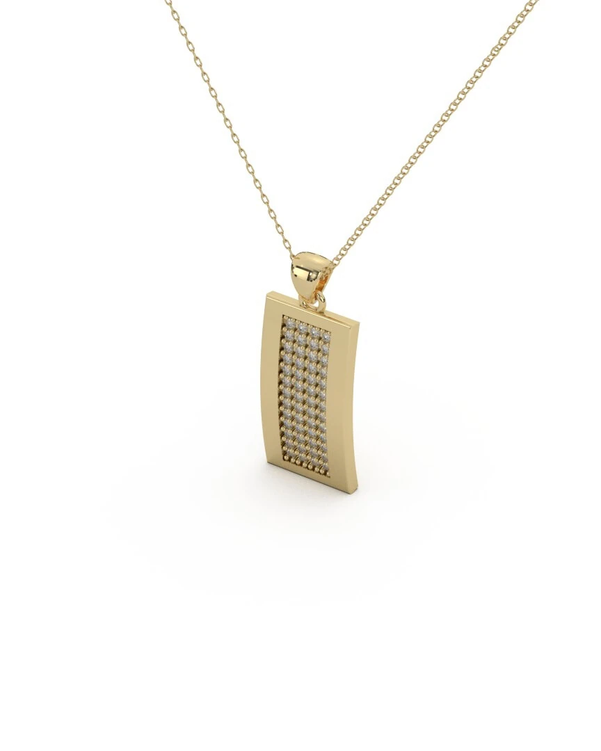 Dikdörtgen Pavé Taşlı 14 Ayar Altın Kolye