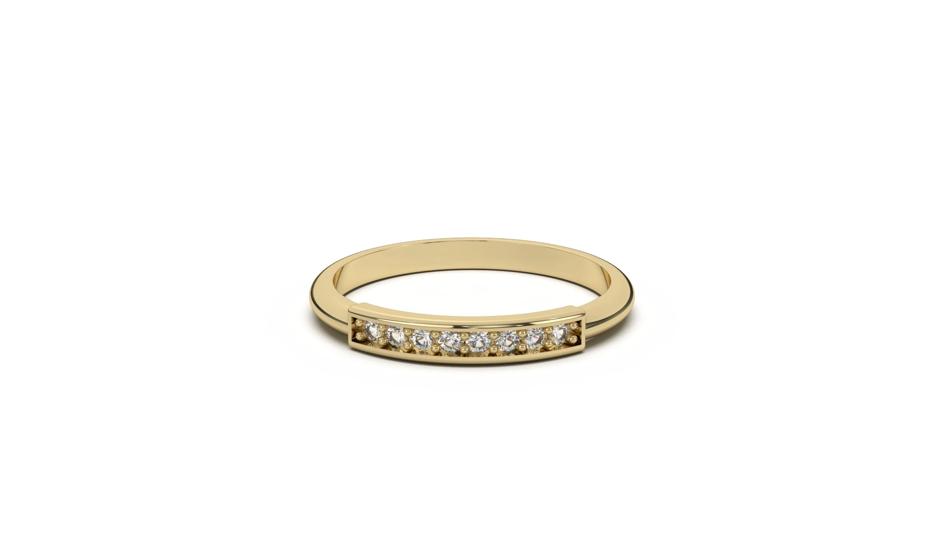 14 Ayar Altın İnce Sıra Taşlı Yüzük