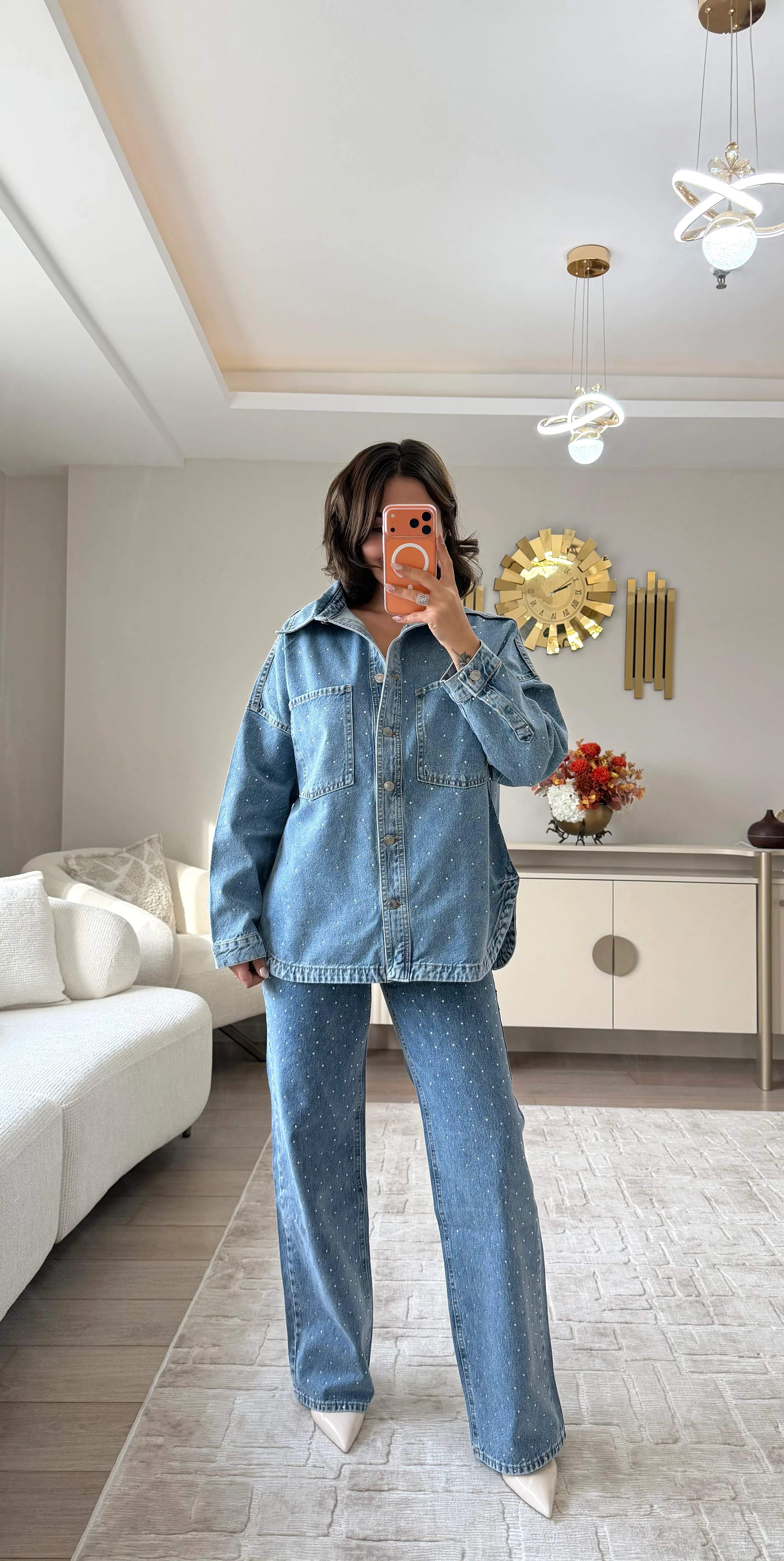 Preımum Taşlı Kot Takım 