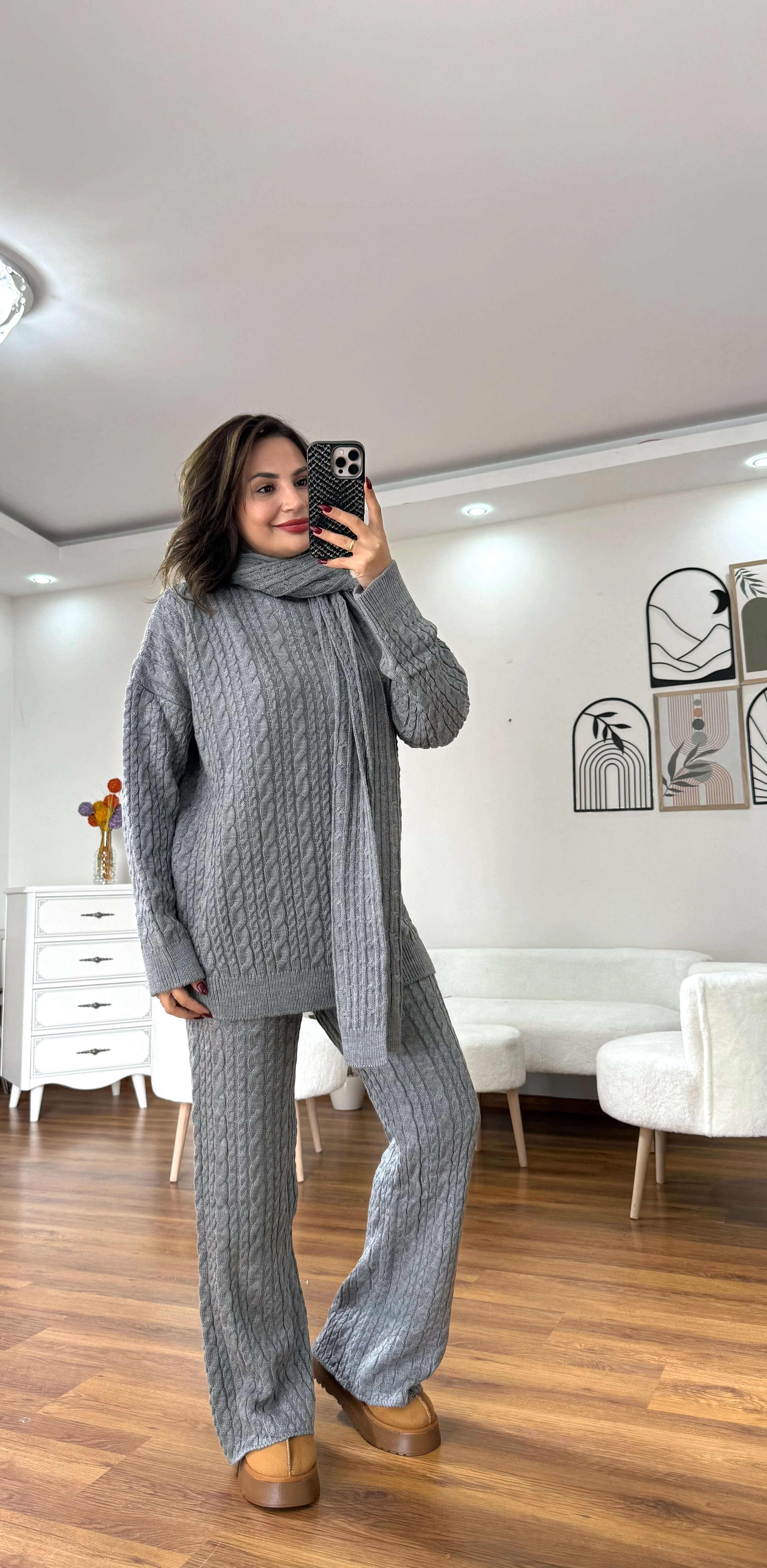 3 Lü Atkılı Takım  - antrasit 