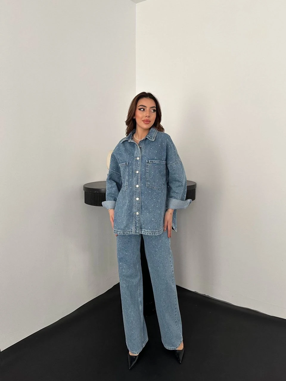 Preımum Taşlı Kot Takım 