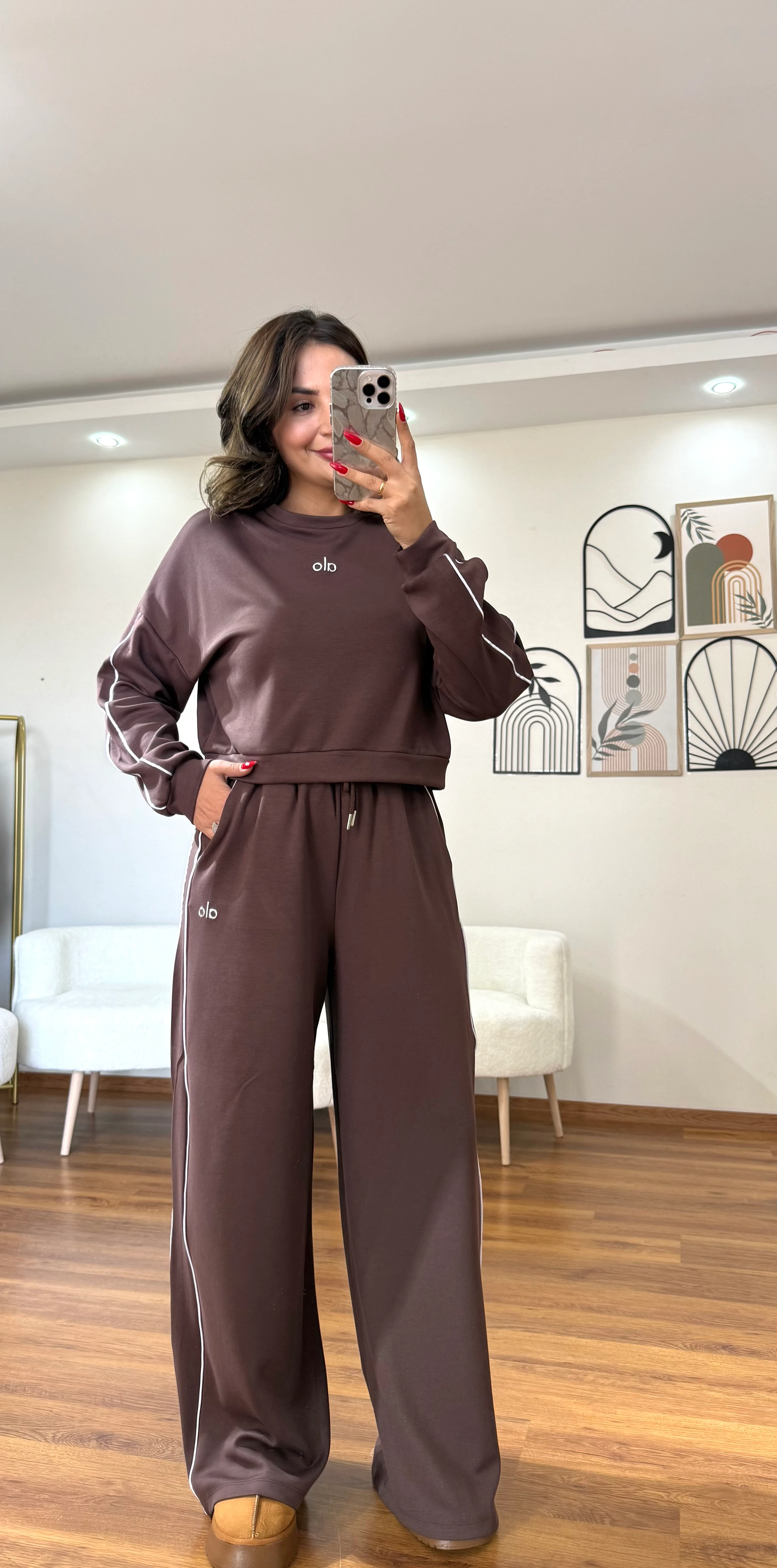  Yanı Şeritli Modal Takım - acı kahve 