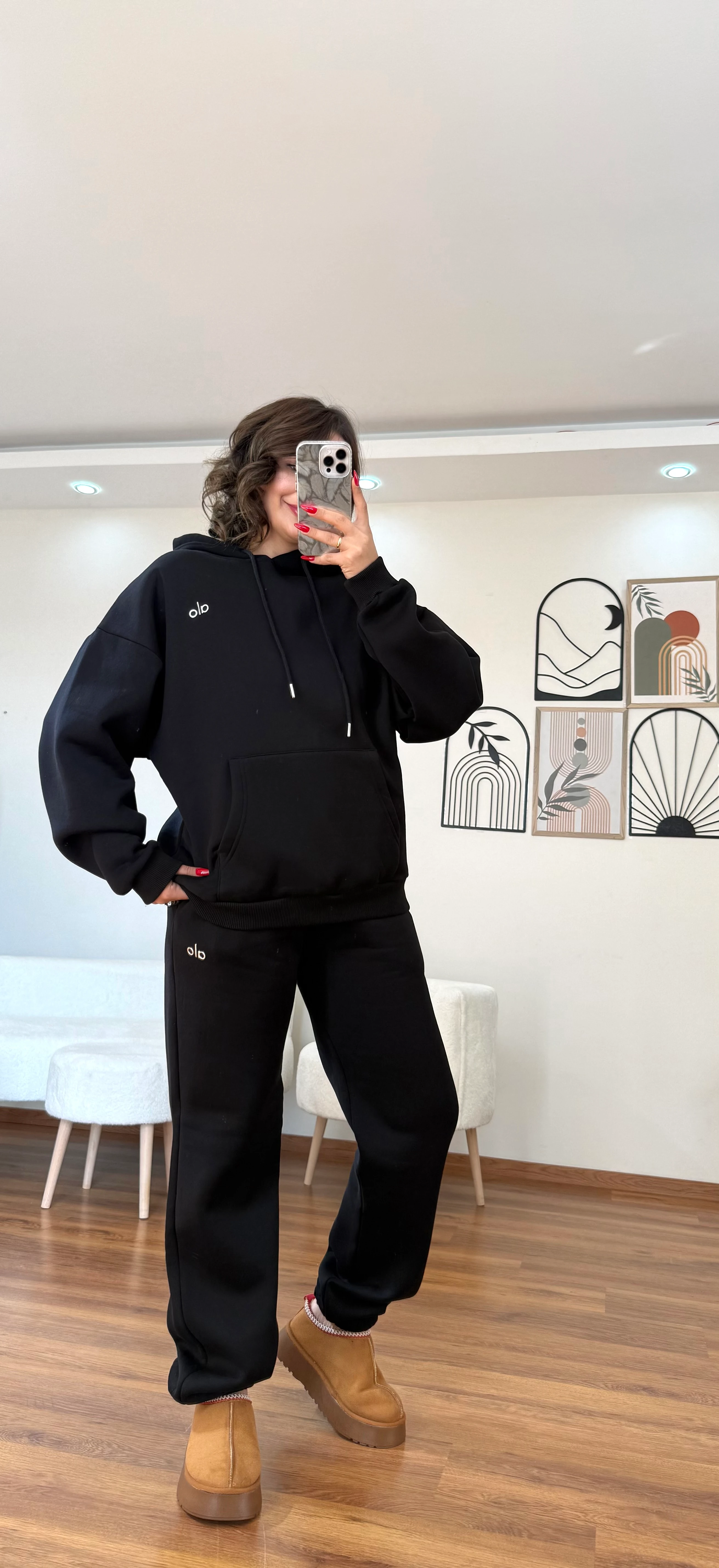 Kapüşonlu  3 İplik Takım - siyah