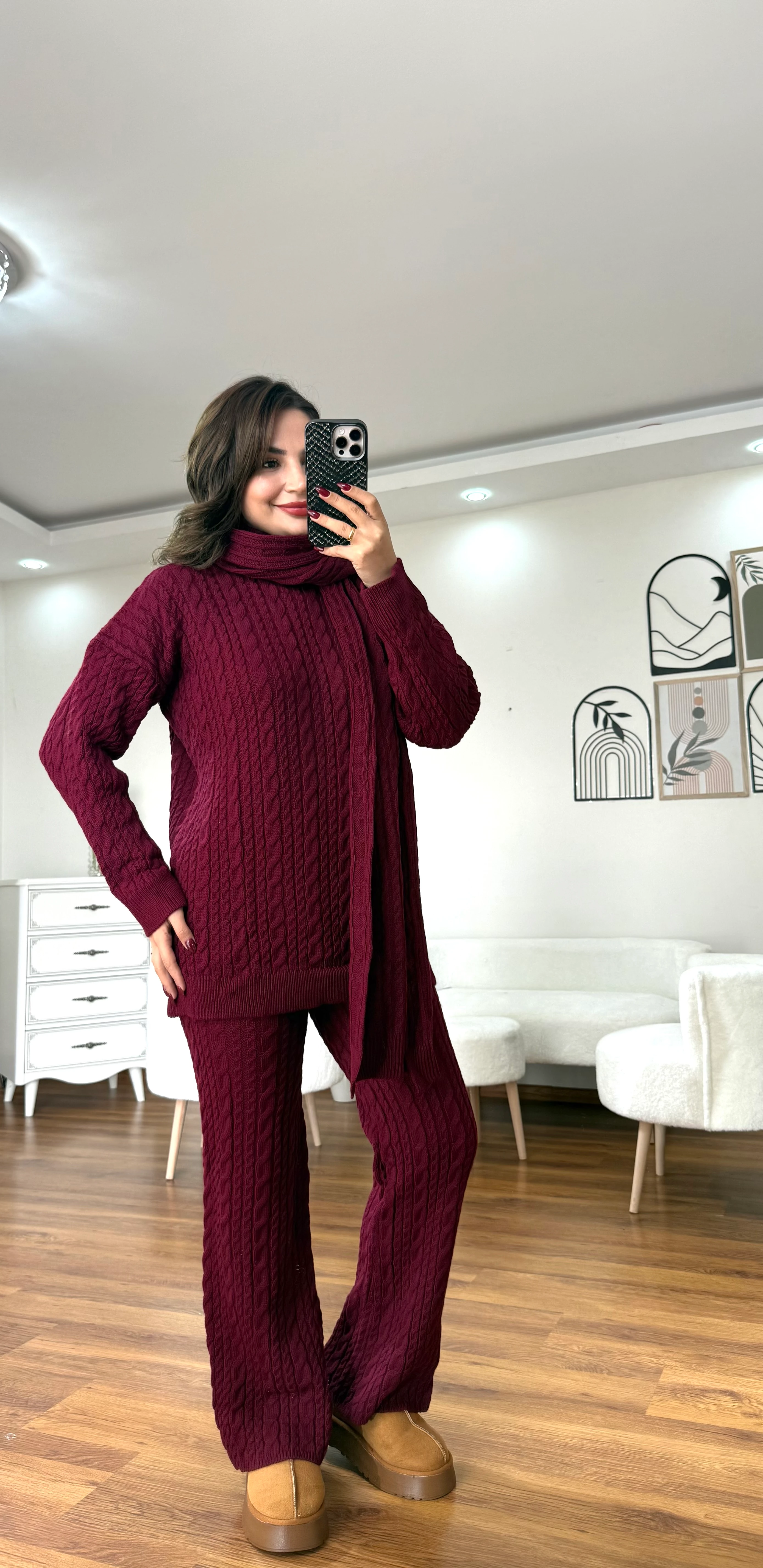 3 Lü Atkılı Takım  - Bordo