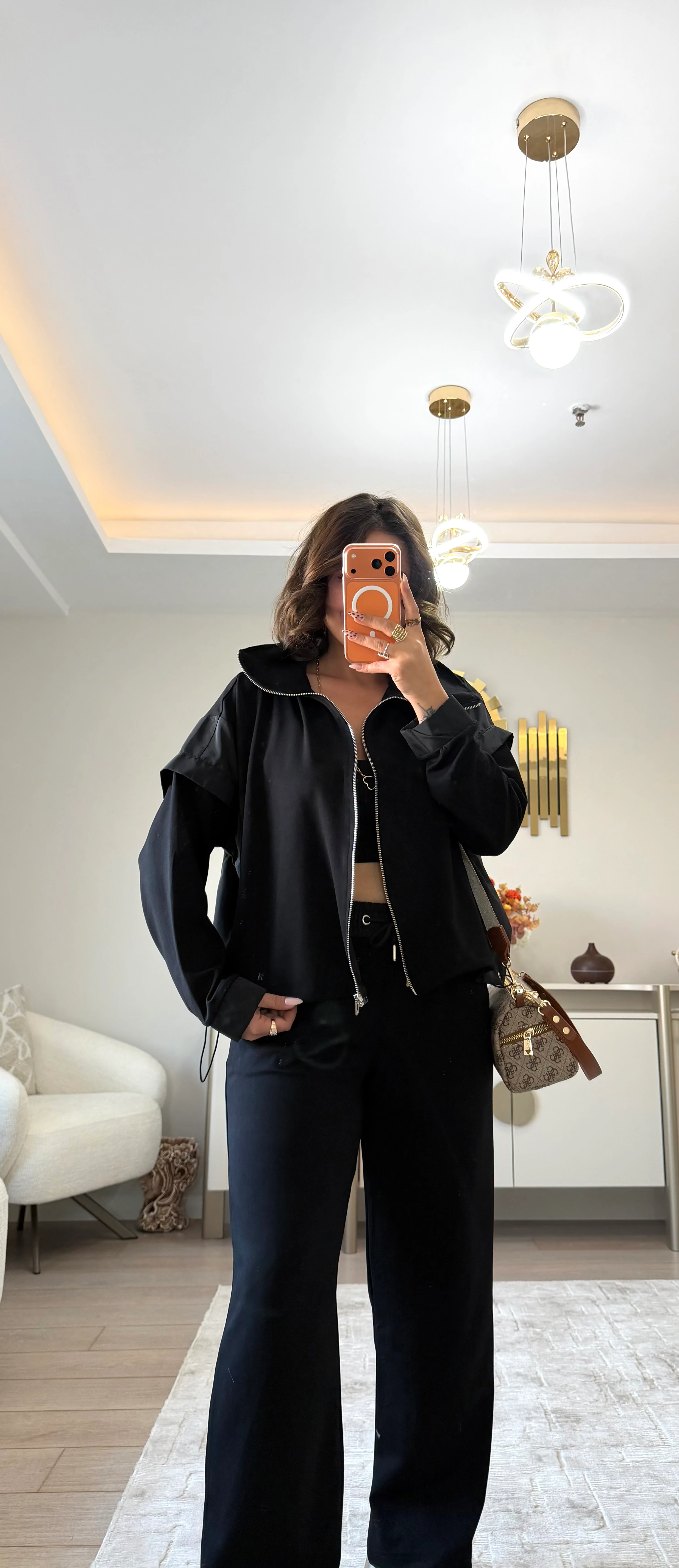 Vela Paraşüt Kumaş Detaylı Modal Takım - siyah