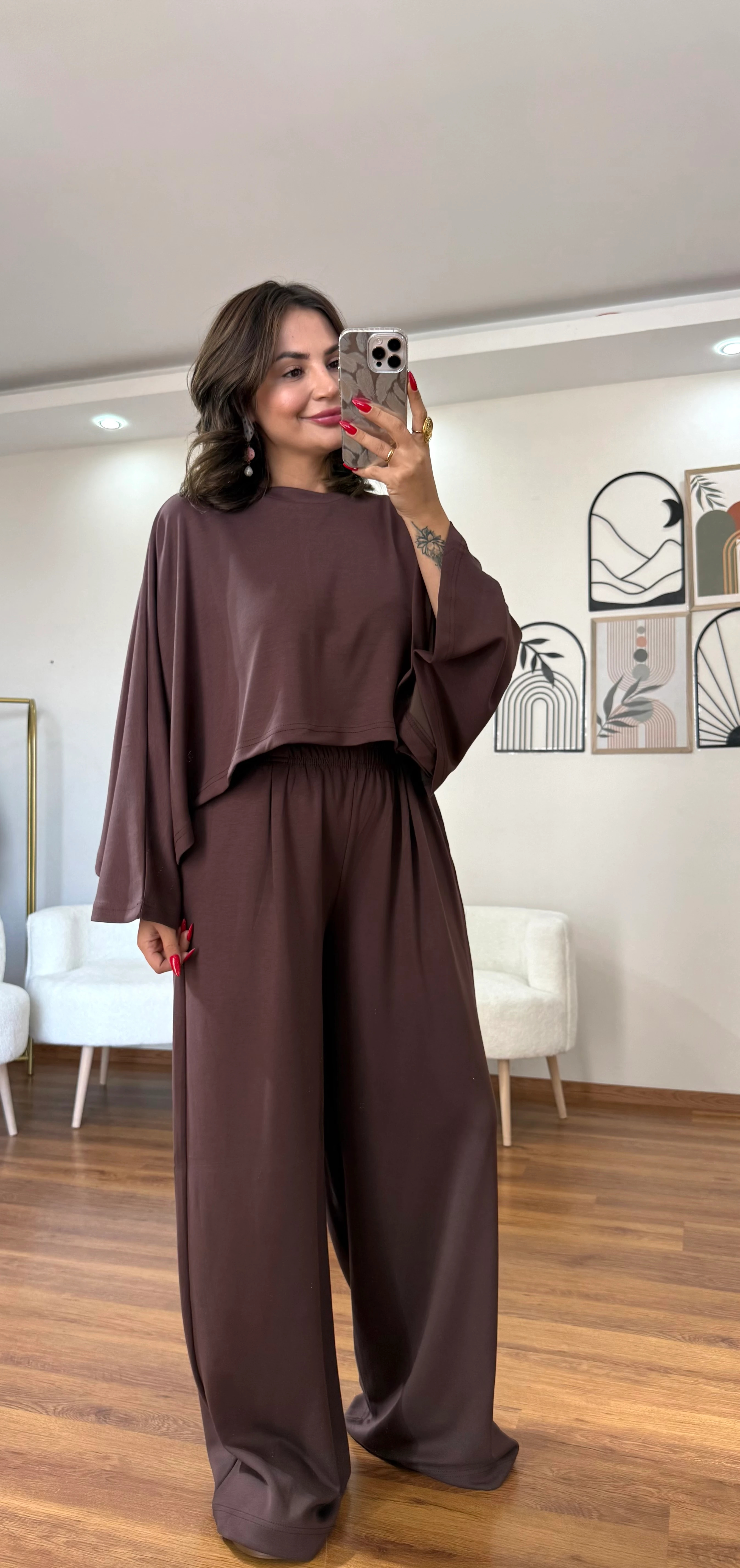 Yarasa Kol Modal Takım - acı kahve 