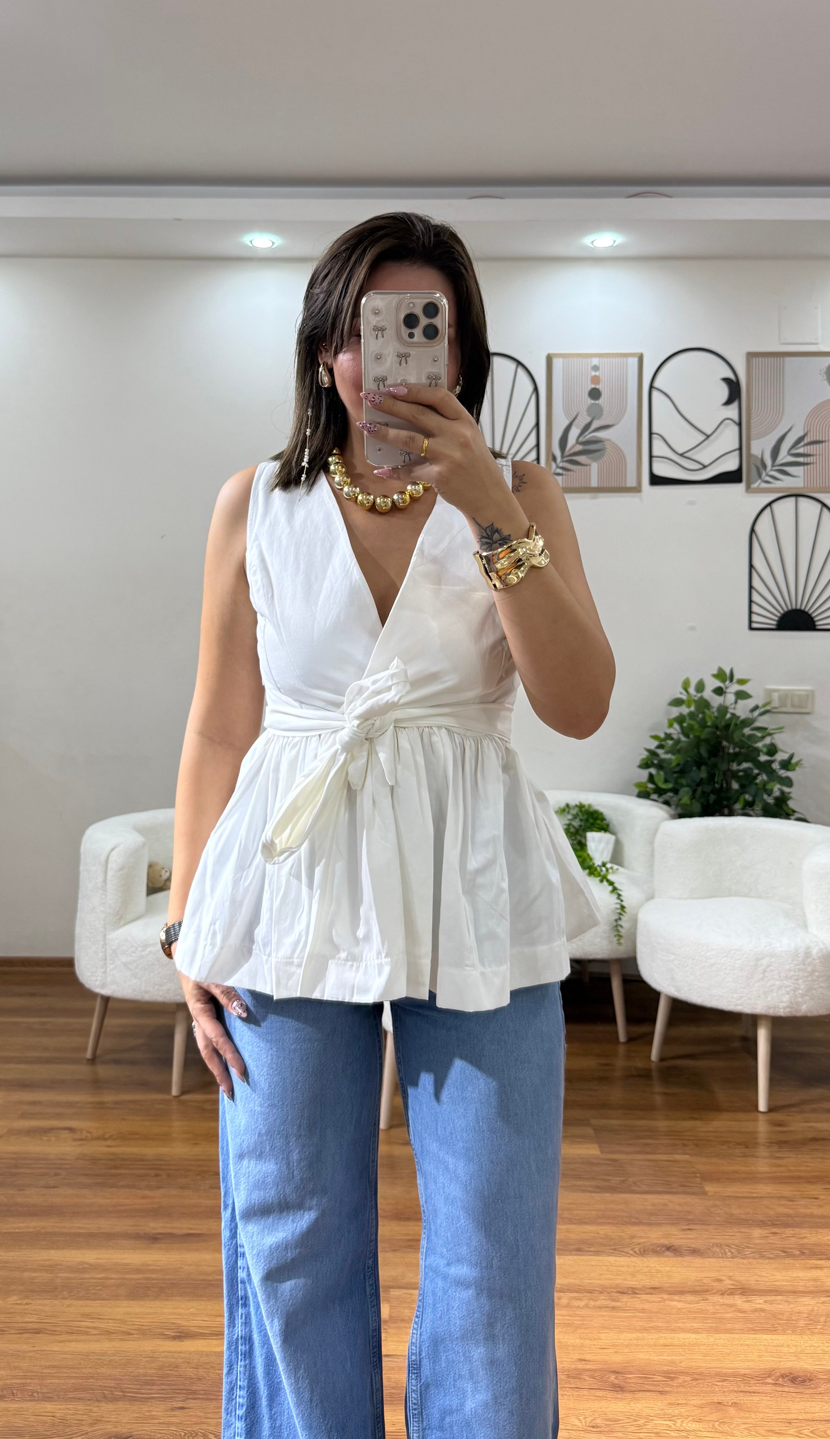 poplin kumaş kuşaklı gömlek 