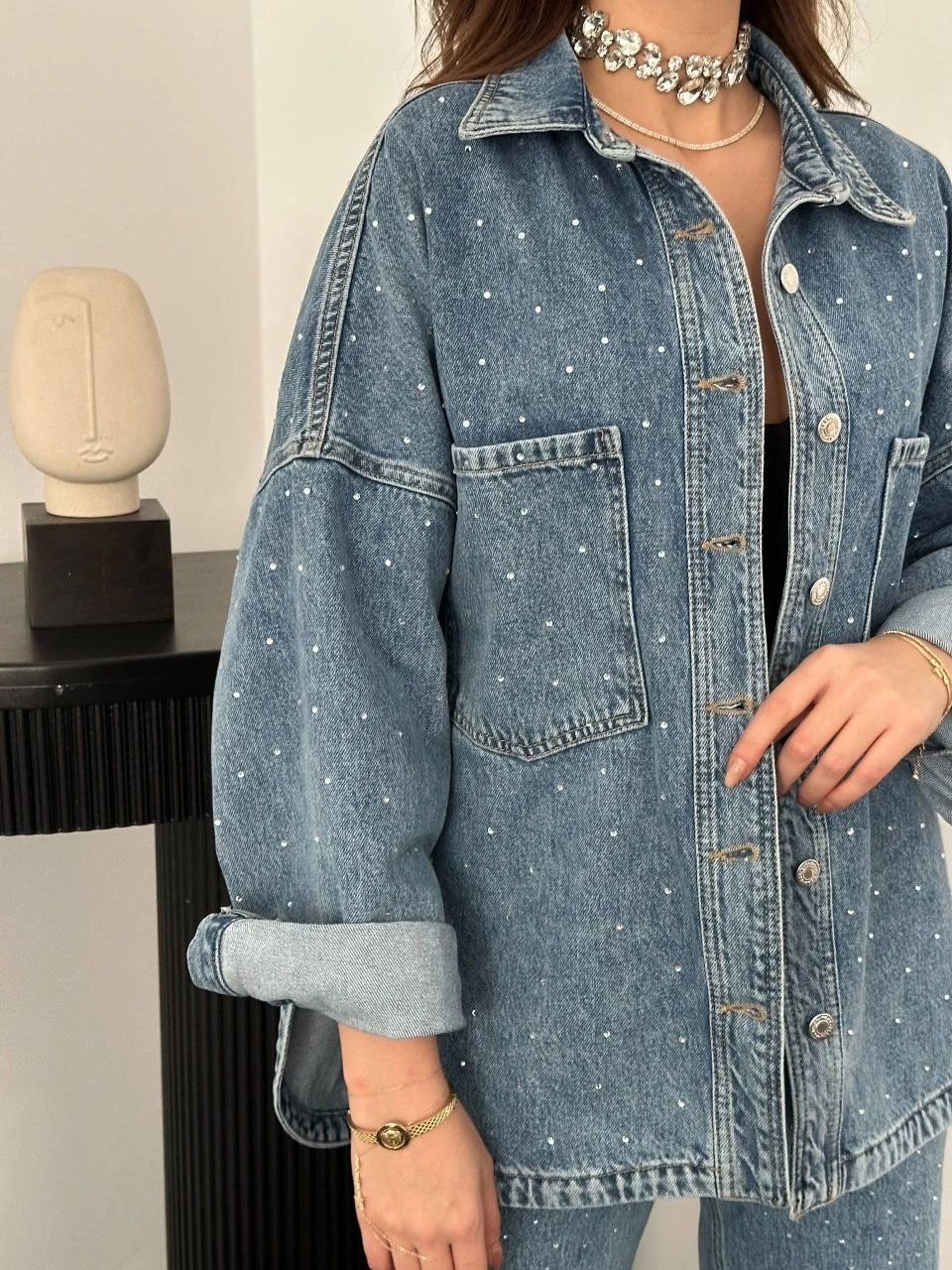 Preımum Taşlı Kot Takım 