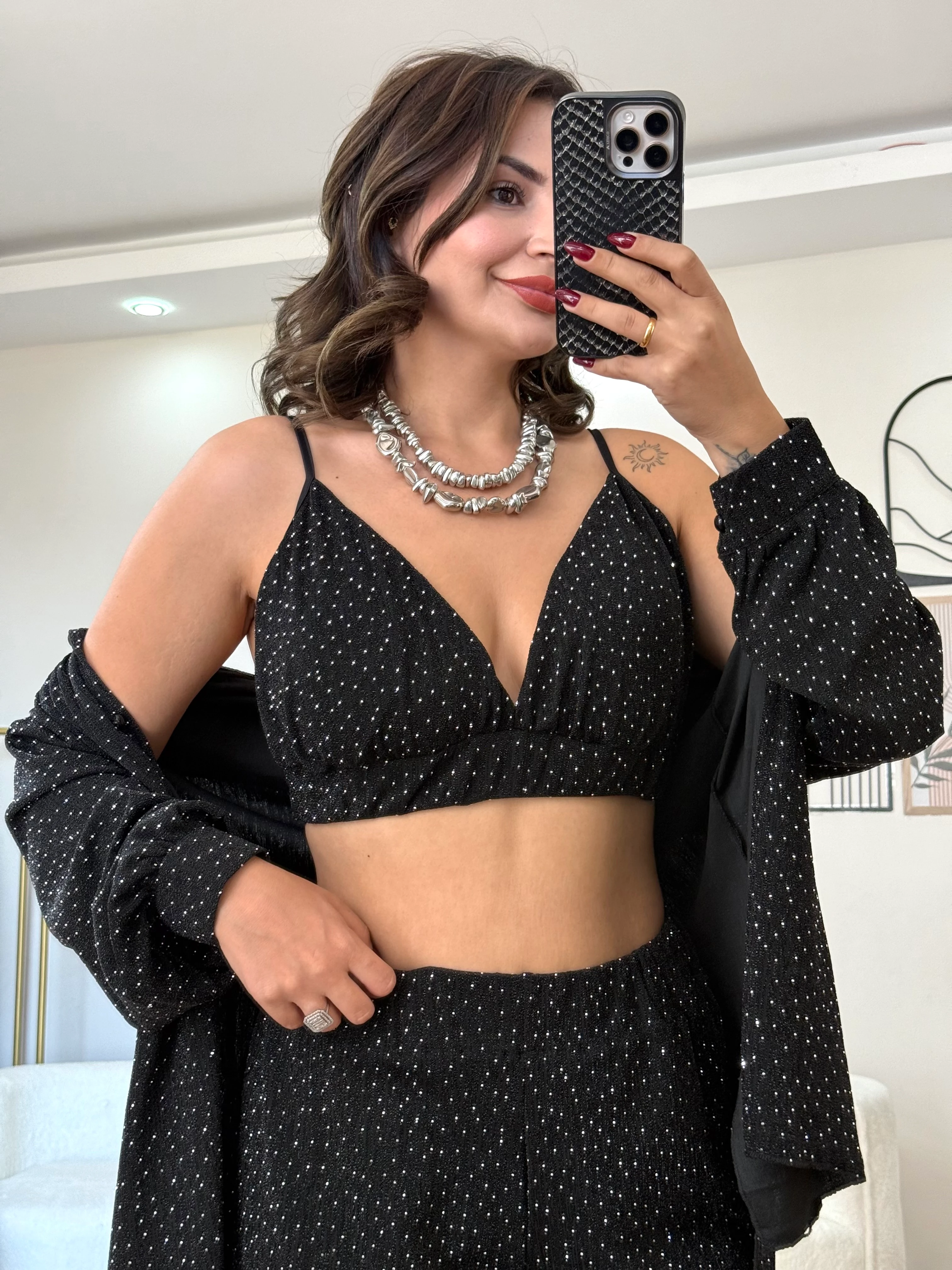 3 Lü Tasarım Taşlı Takım 