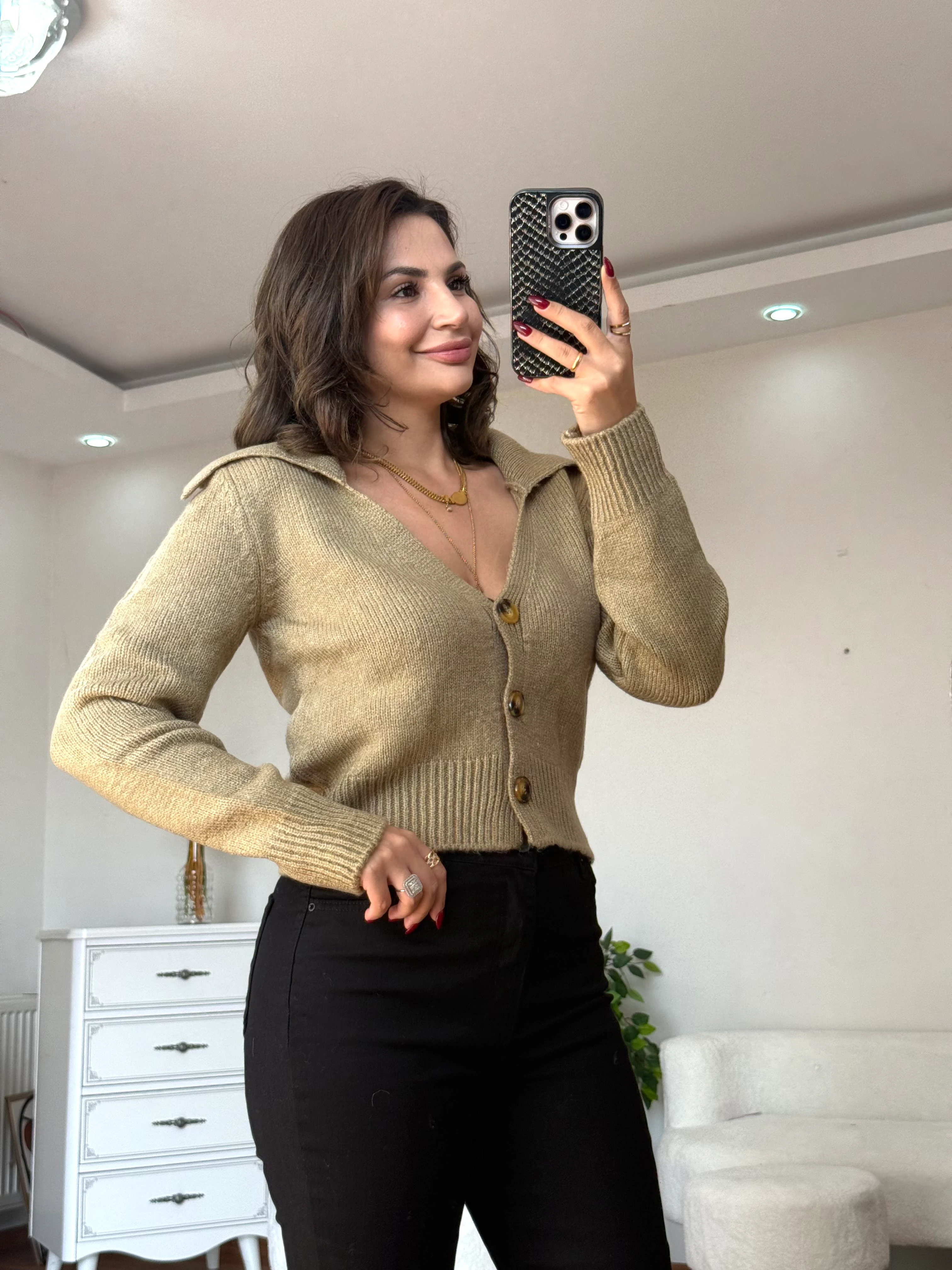 Şal Yaka Hırka - vizon