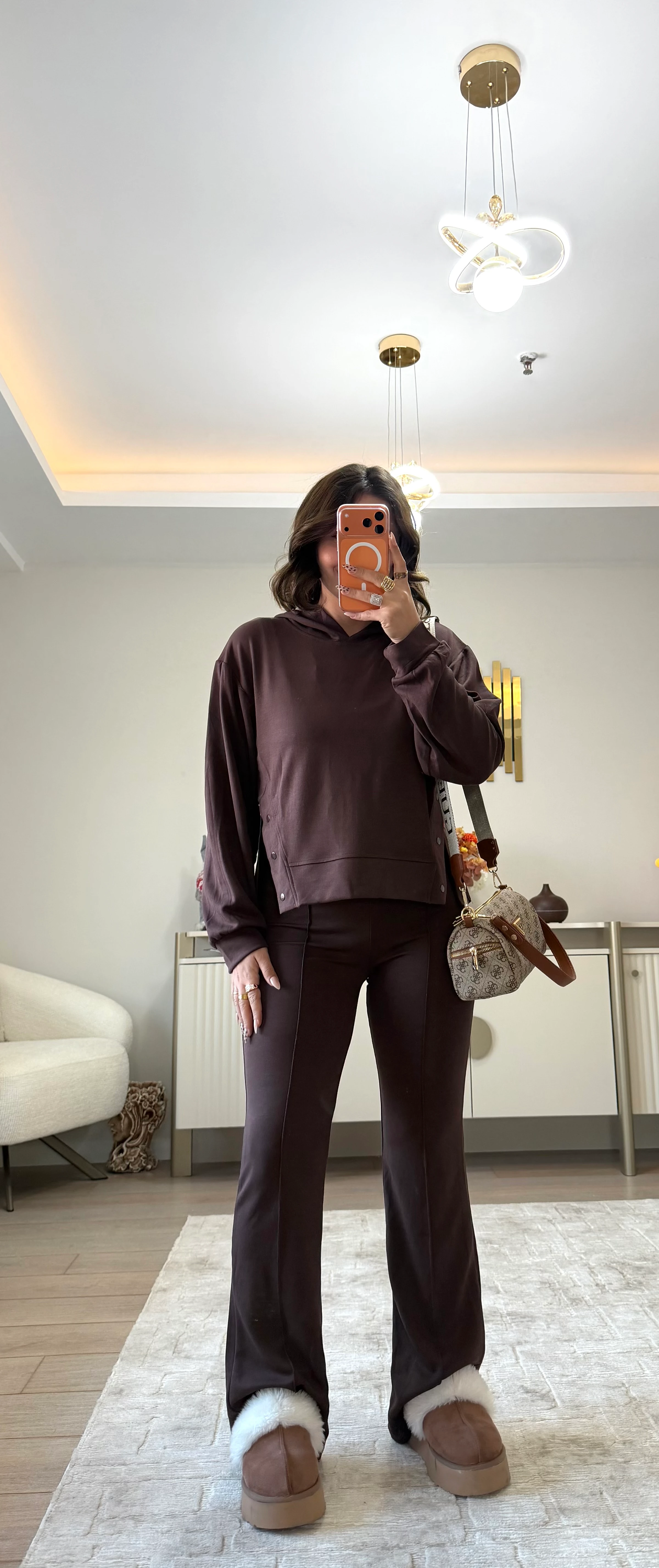 Élan Çıtçıtlı Kapüşonlu Modal Takım - acı kahve 