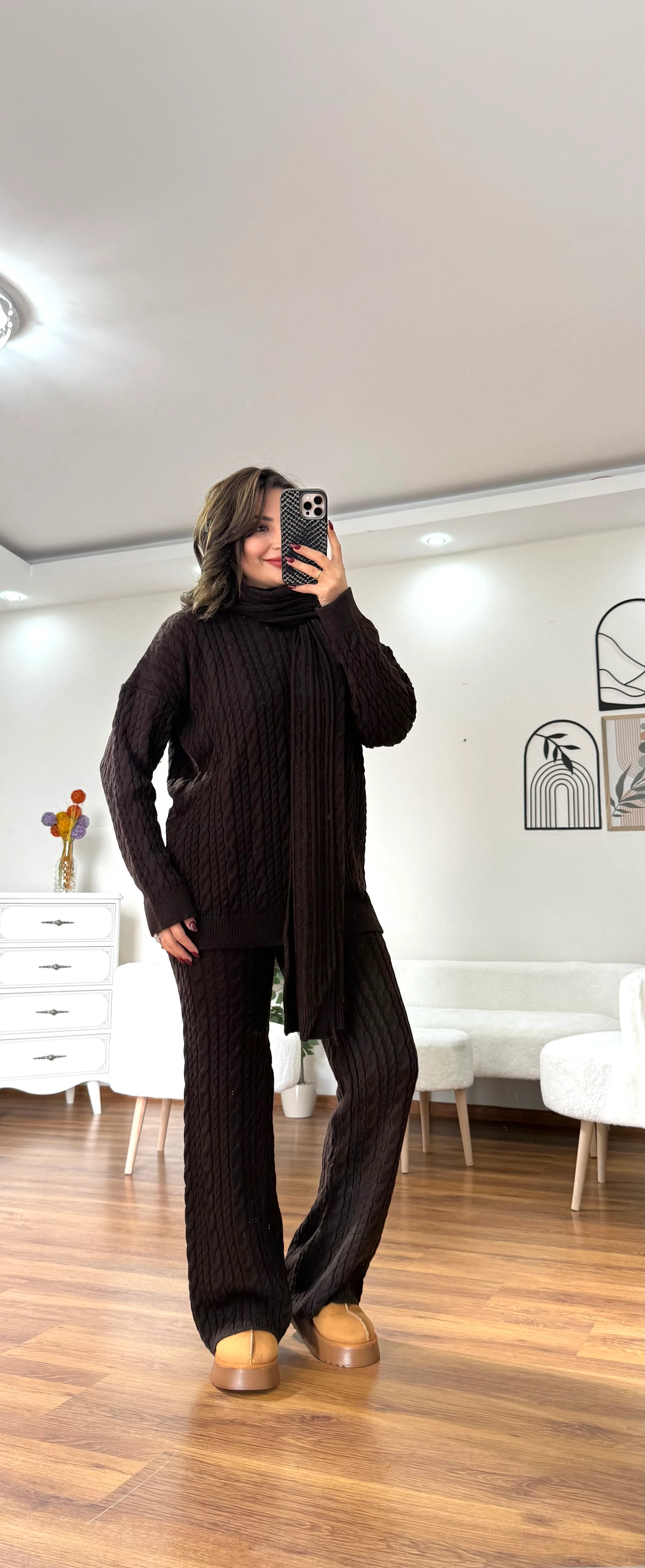 3 Lü Atkılı Takım  - acı kahve 