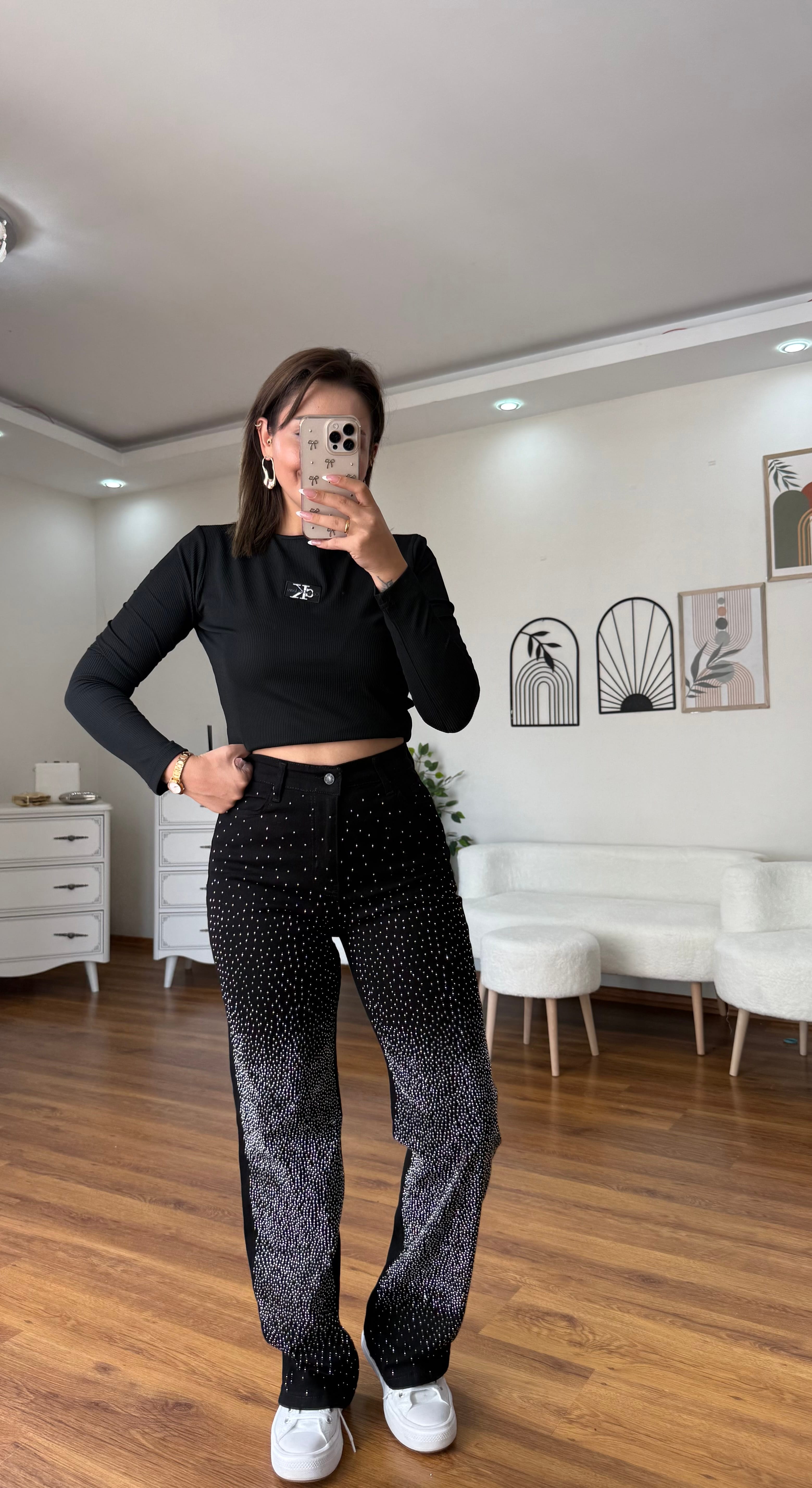 Taşlı Baggy Jean
