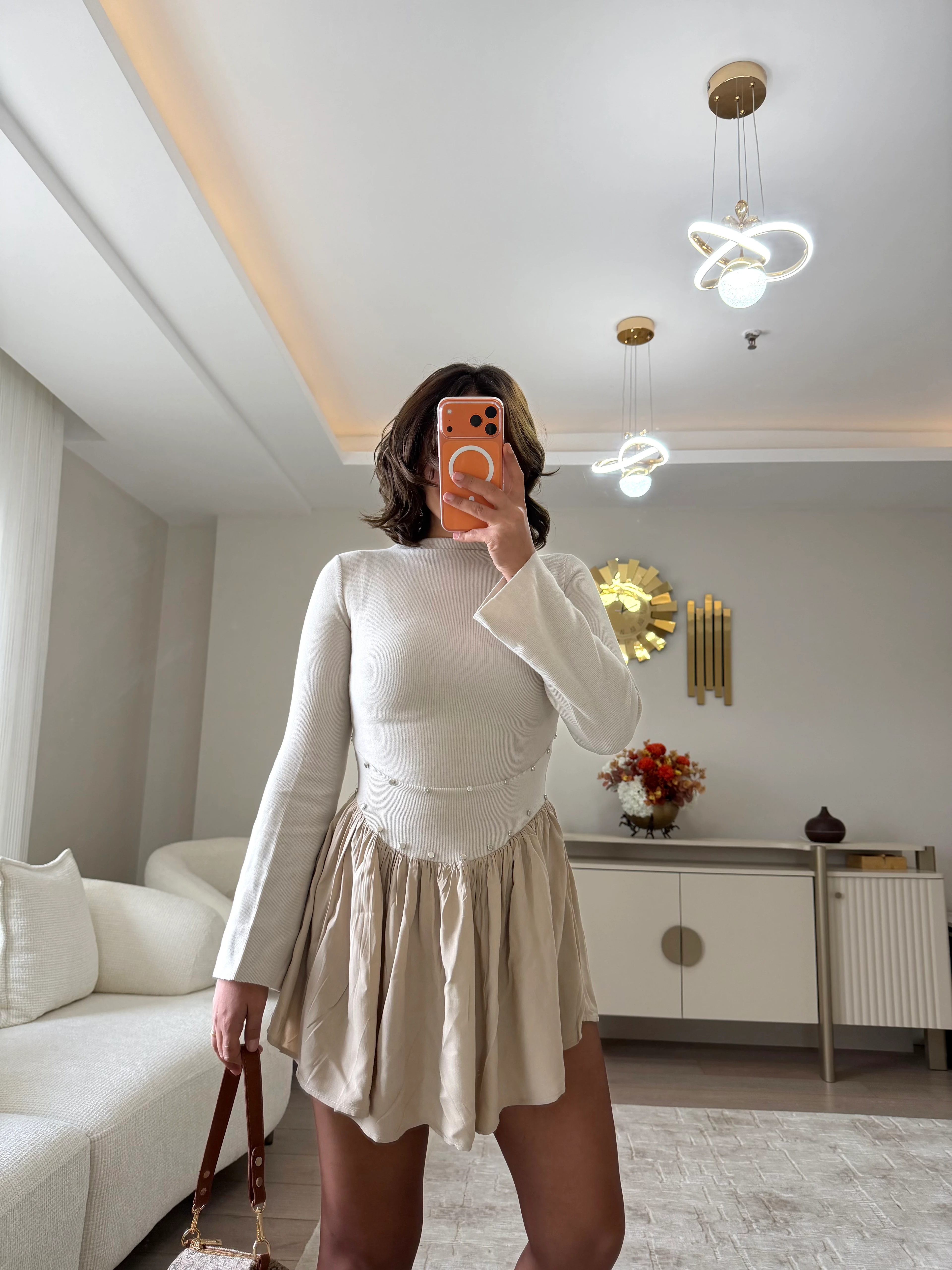 Zımba Detaylı Mini Elbise