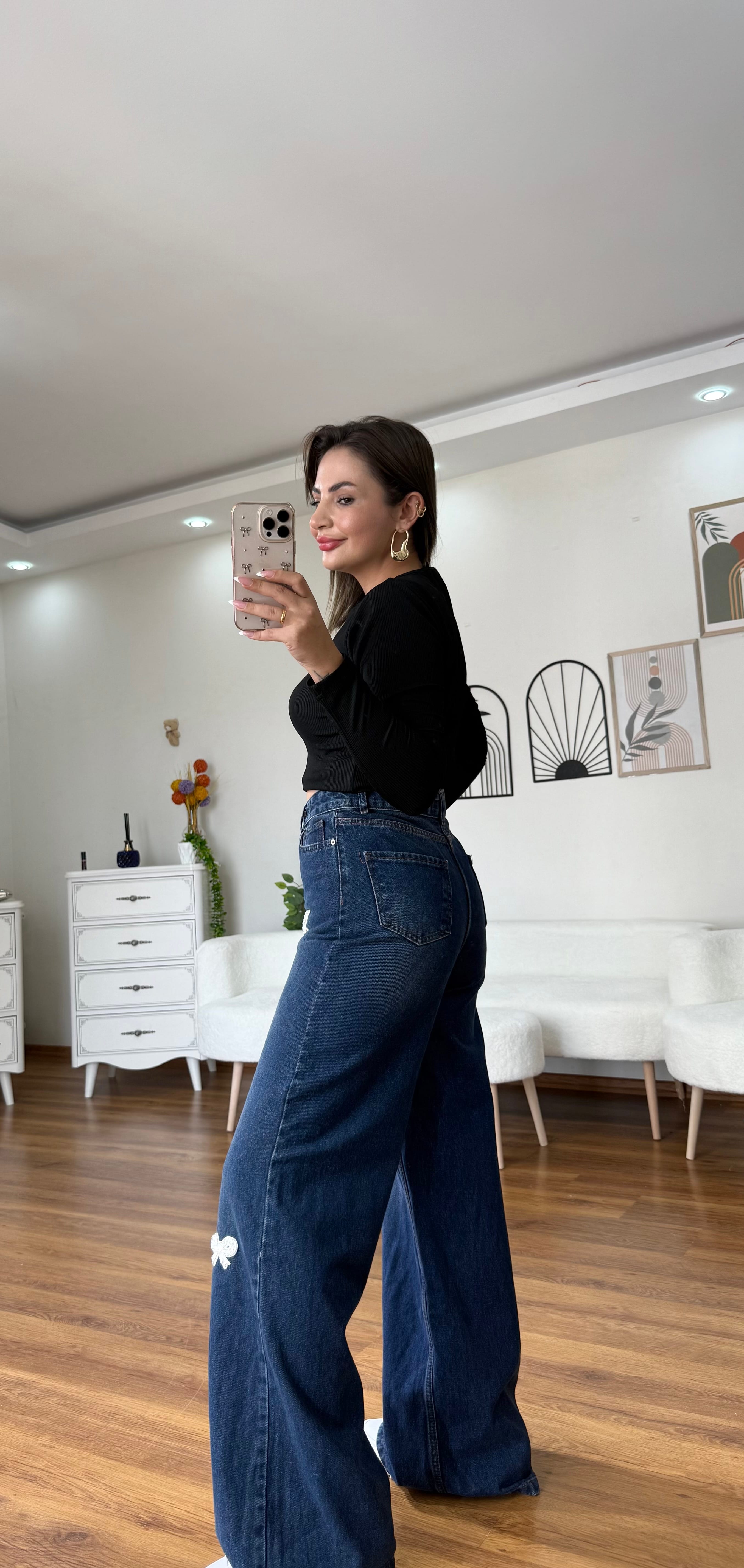 Fiyonklu Baggy Jean