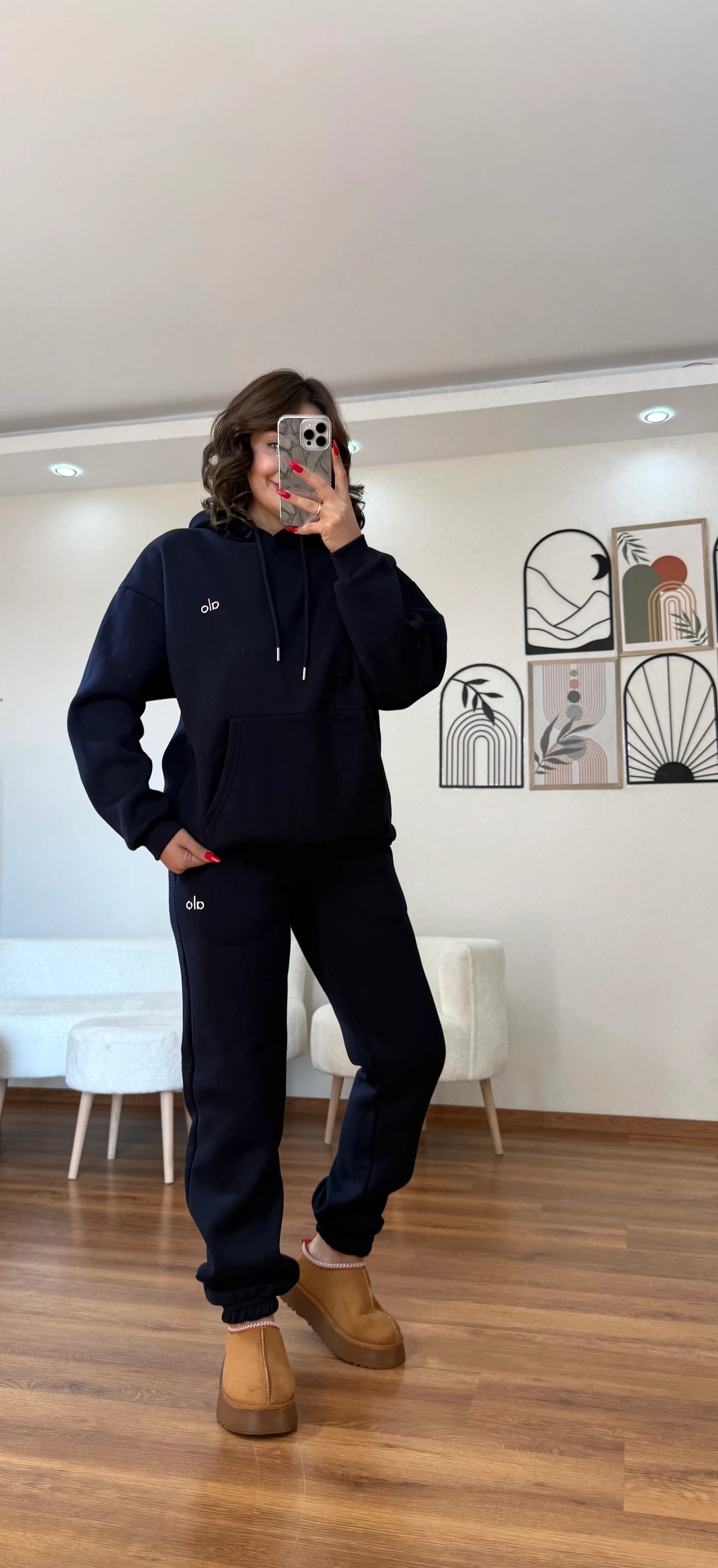 Kapüşonlu  3 İplik Takım - lacivert 