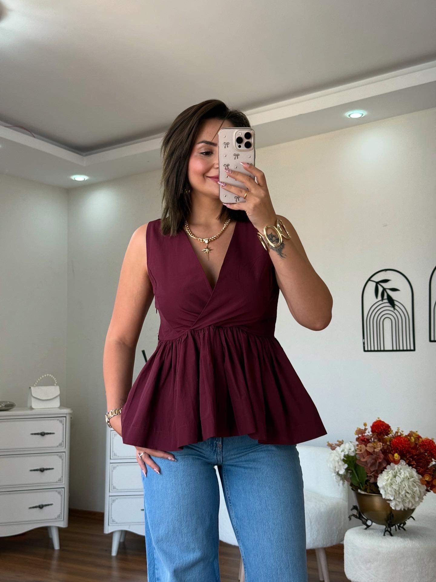 Massi orj marka Poplin kumaş kuşaklı gömlek 